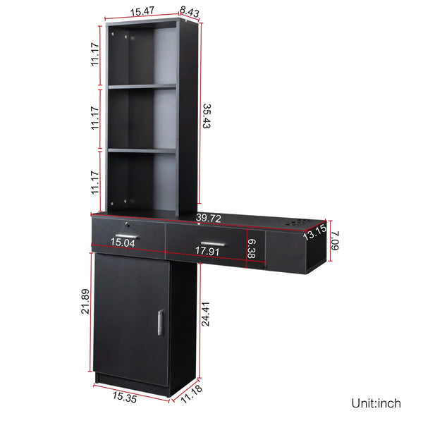 40" Black Wood Mirrored Two Drawer Vanity Table Homeroots Living Room