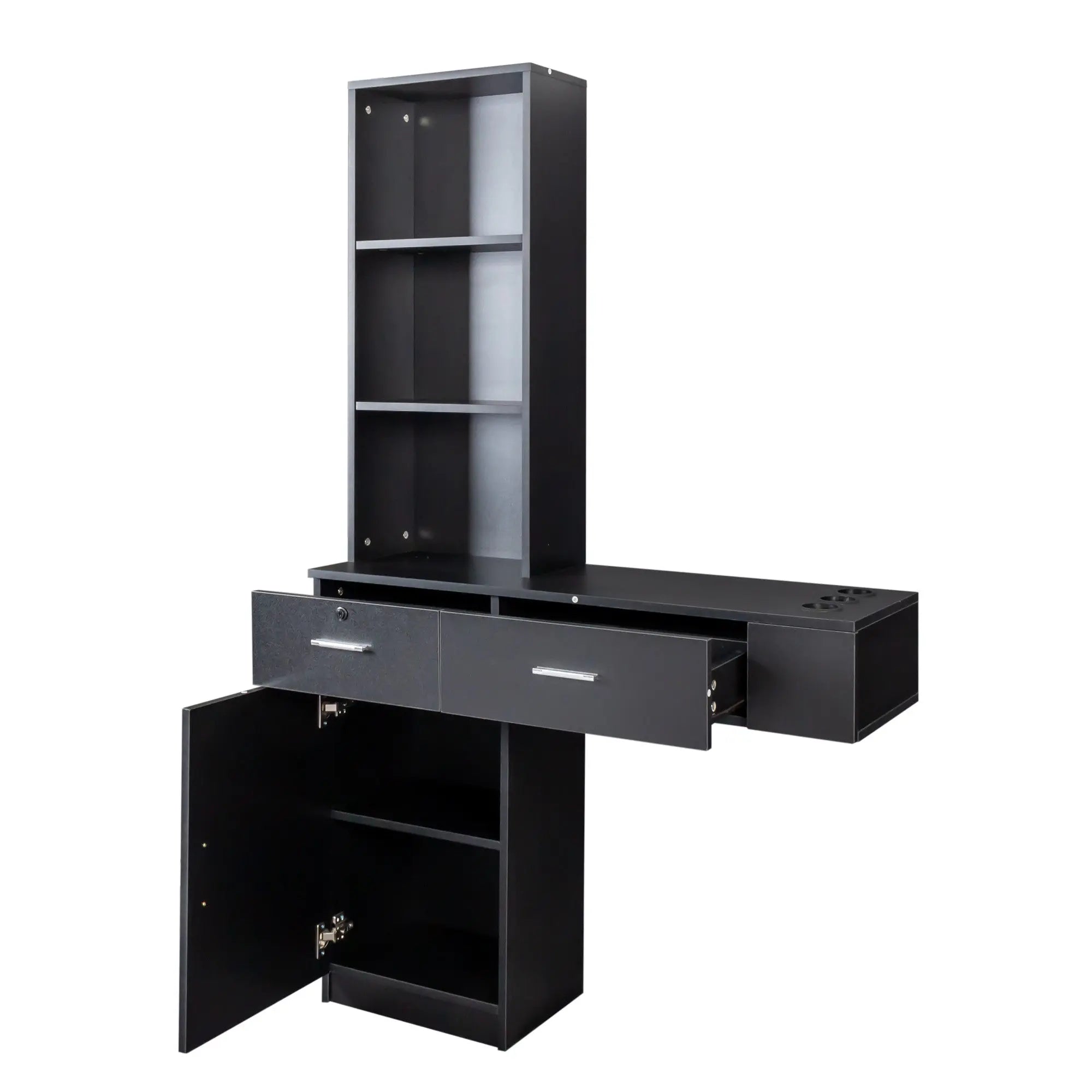 40" Black Wood Mirrored Two Drawer Vanity Table Homeroots Living Room