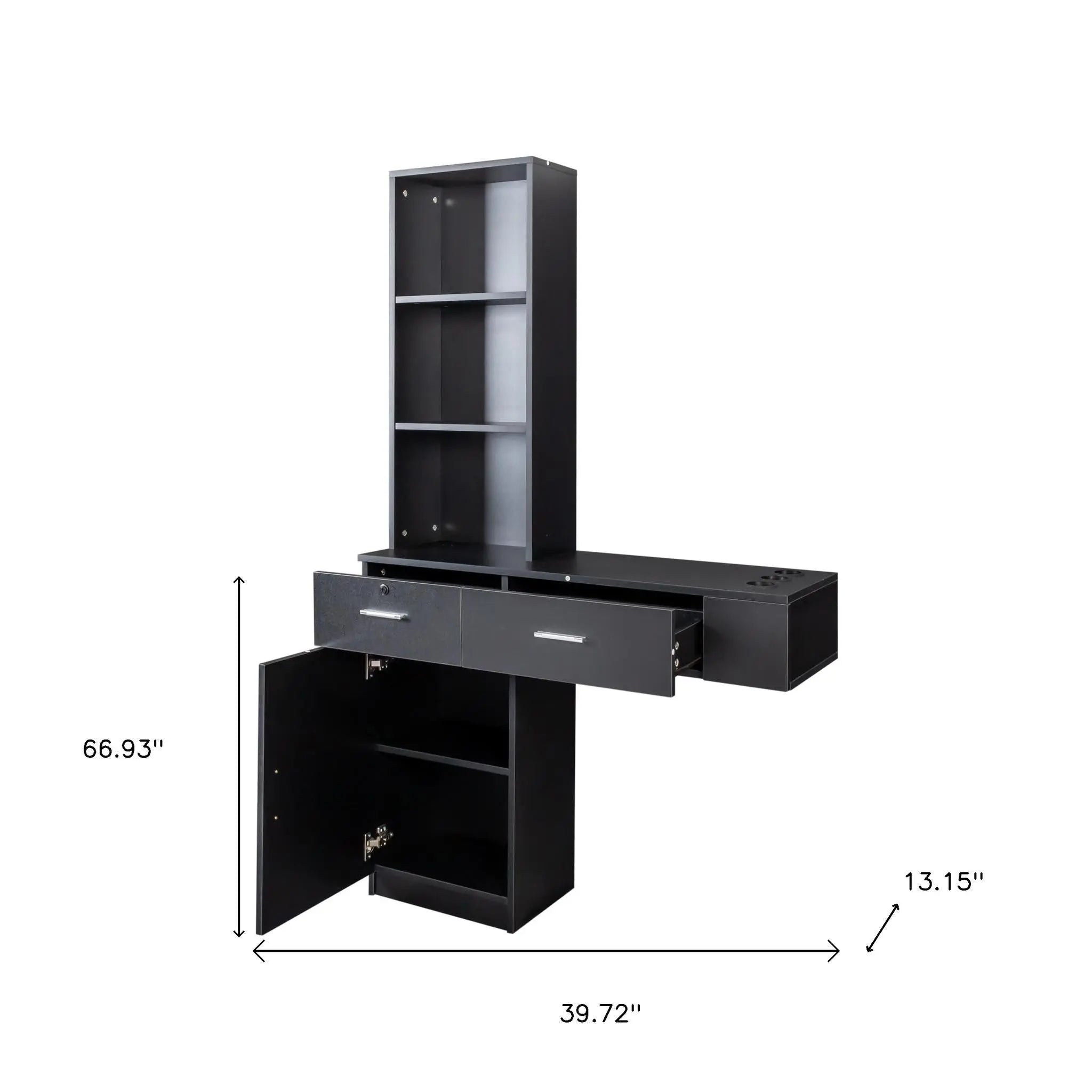 40" Black Wood Mirrored Two Drawer Vanity Table Homeroots Living Room