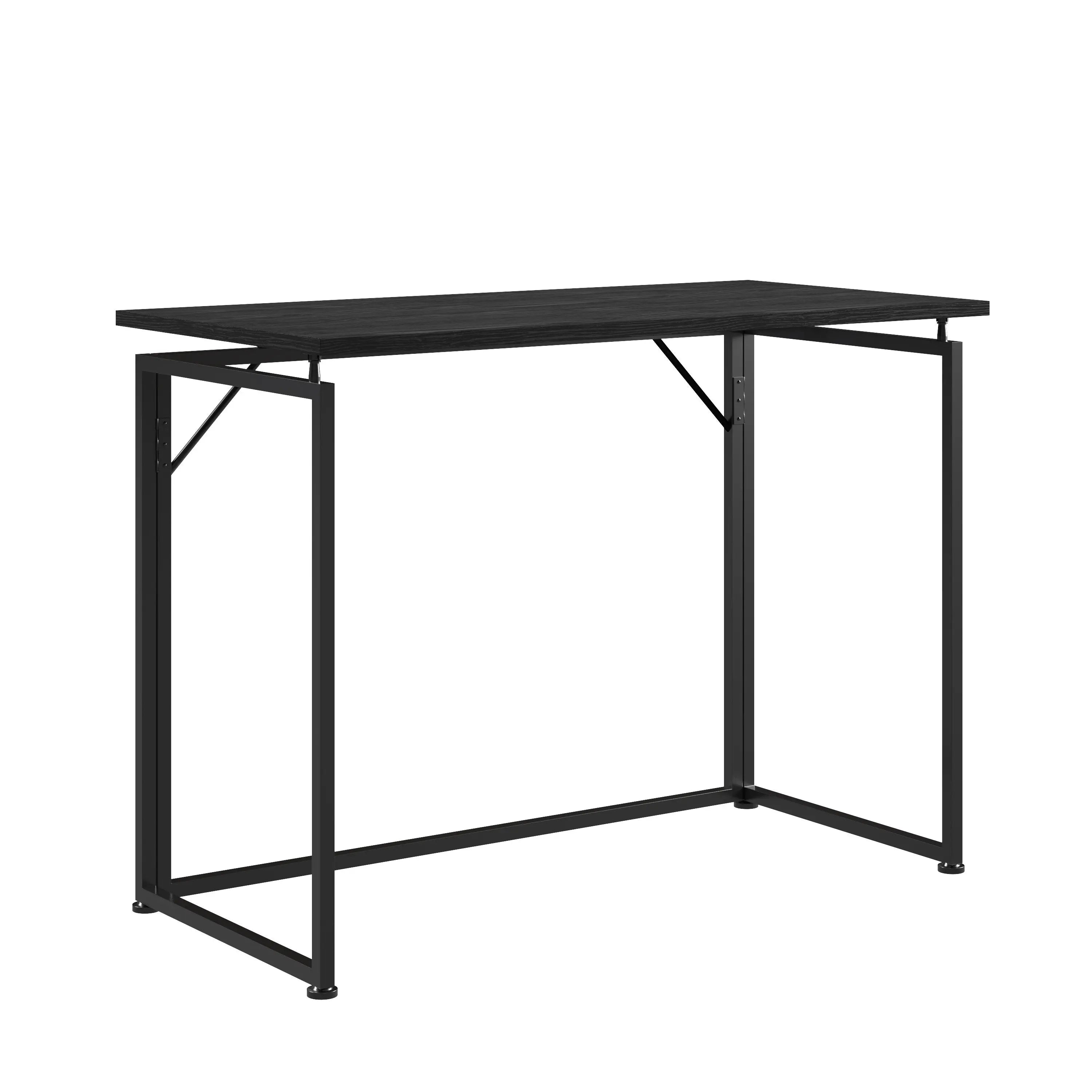40" Black Wood and Stainless Steel Sled Computer Desk Homeroots Office