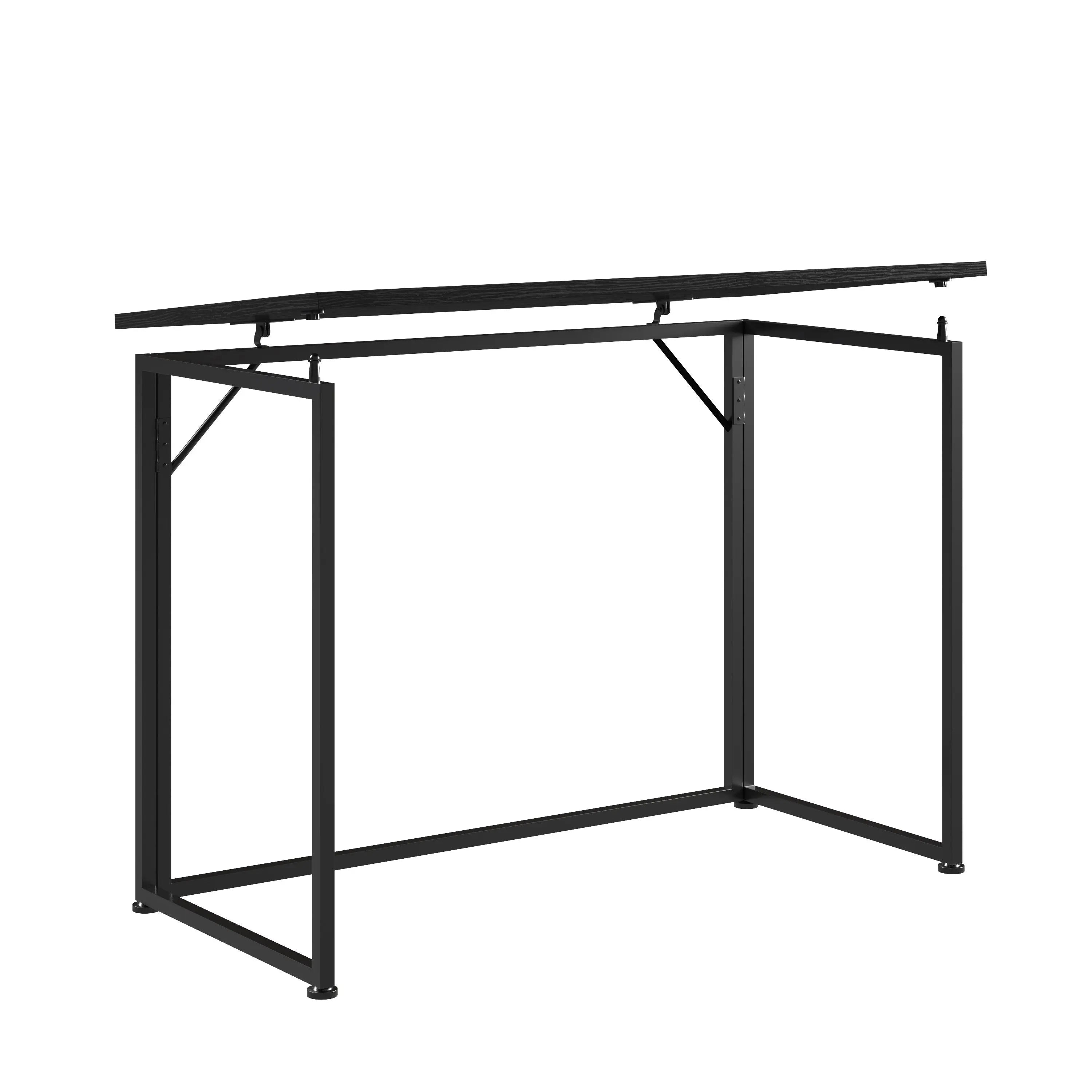40" Black Wood and Stainless Steel Sled Computer Desk Homeroots Office