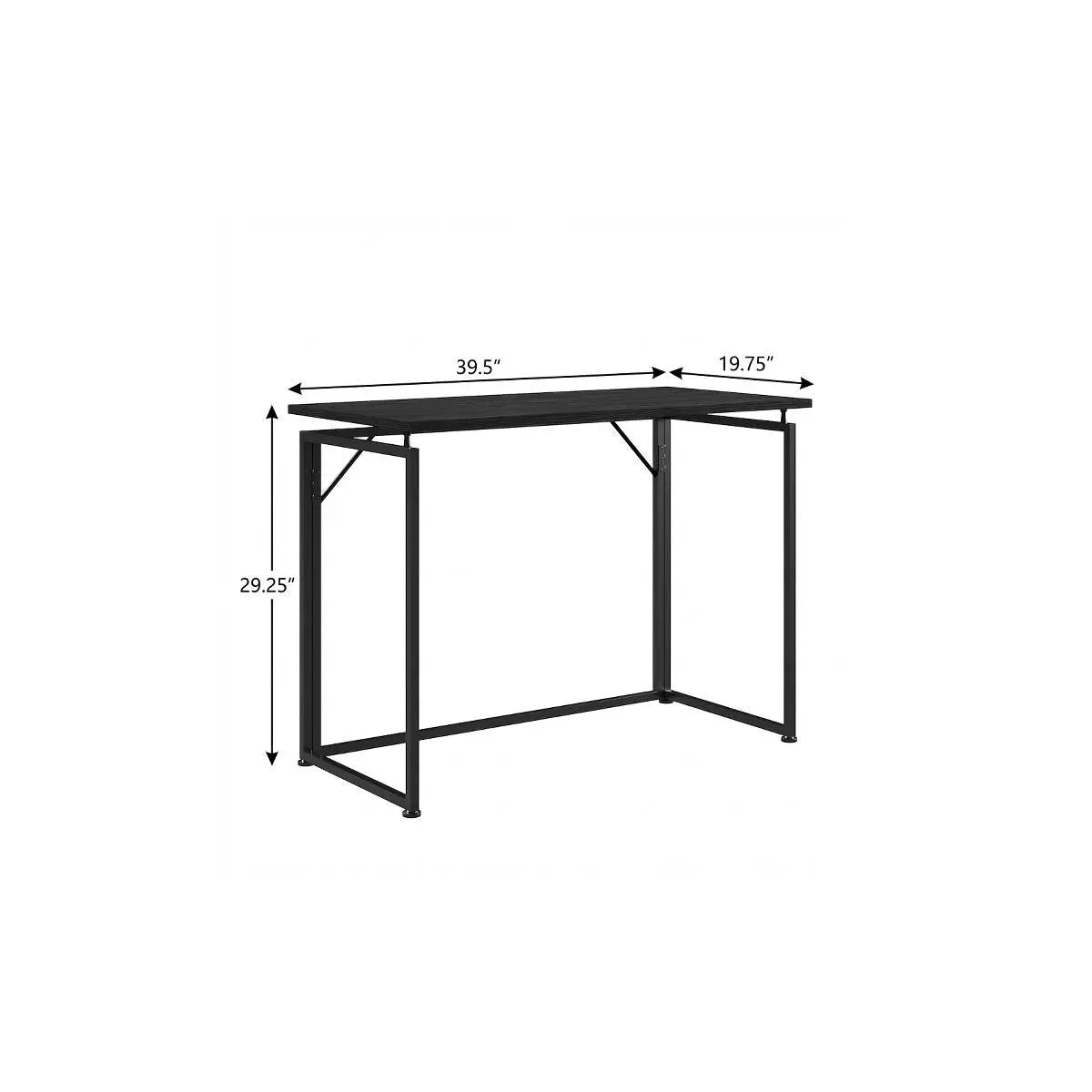 40" Black Wood and Stainless Steel Sled Computer Desk Homeroots Office
