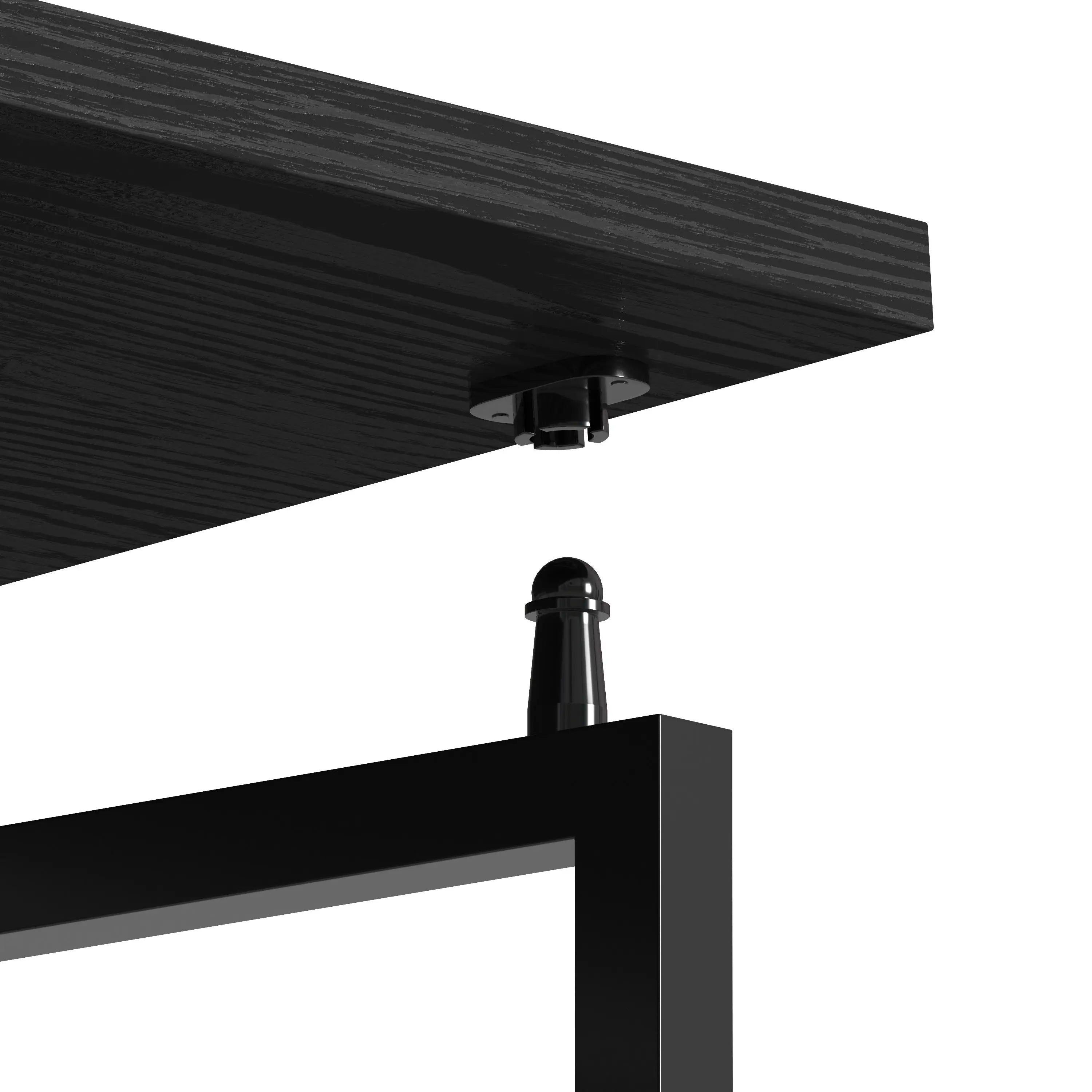 40" Black Wood and Stainless Steel Sled Computer Desk Homeroots Office