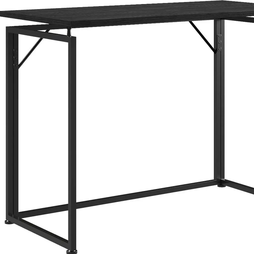 40" Black Wood and Stainless Steel Sled Computer Desk Homeroots Office