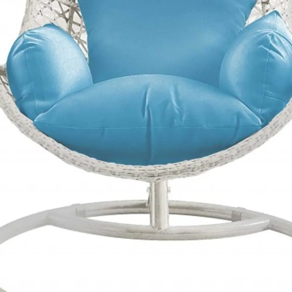 40" Blue and Steel stand finished Metal Outdoor Swing Chair with Blue Cushion - GreatEagleInc