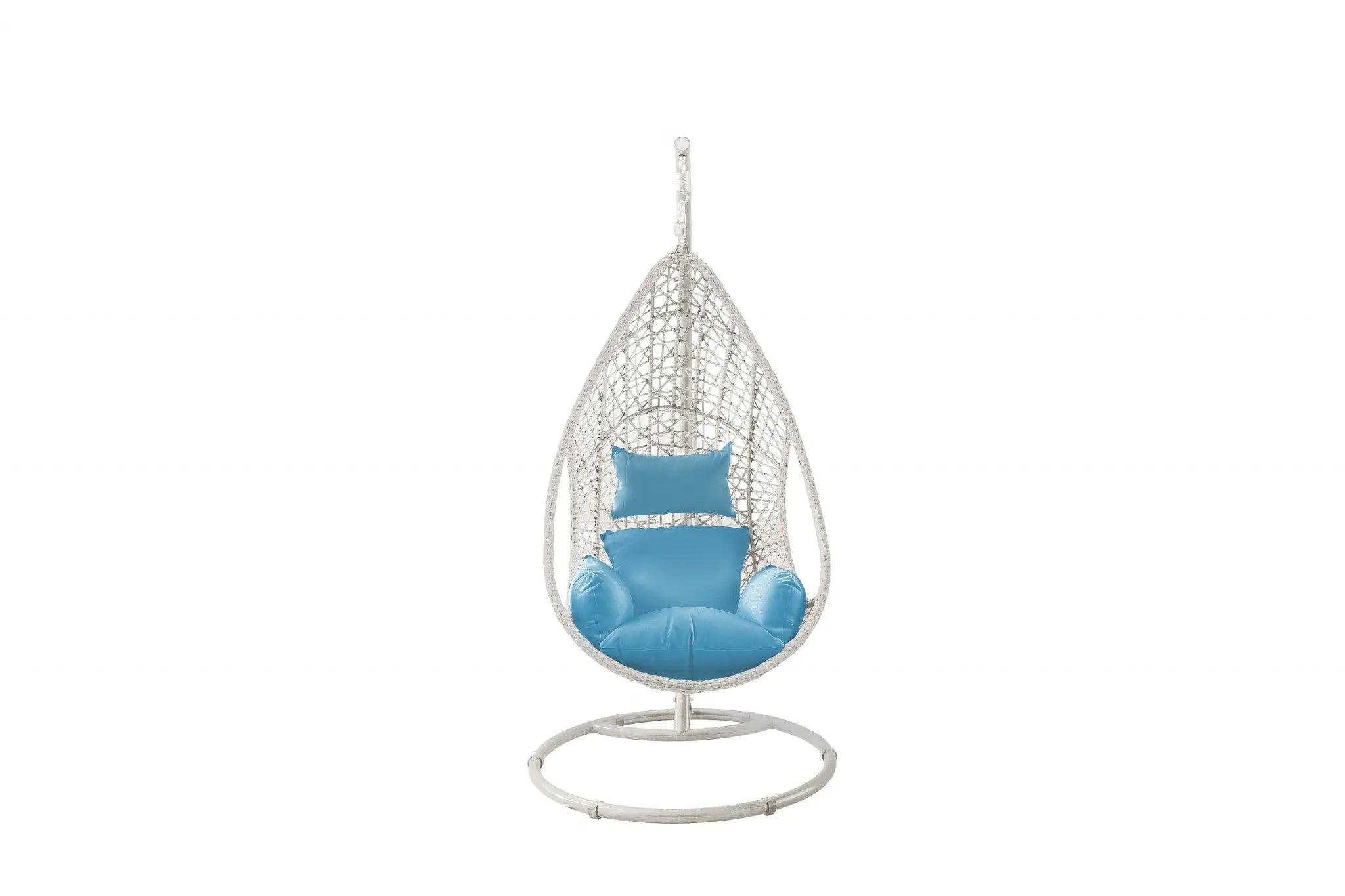 40" Blue and Steel stand finished Metal Outdoor Swing Chair with Blue Cushion - GreatEagleInc