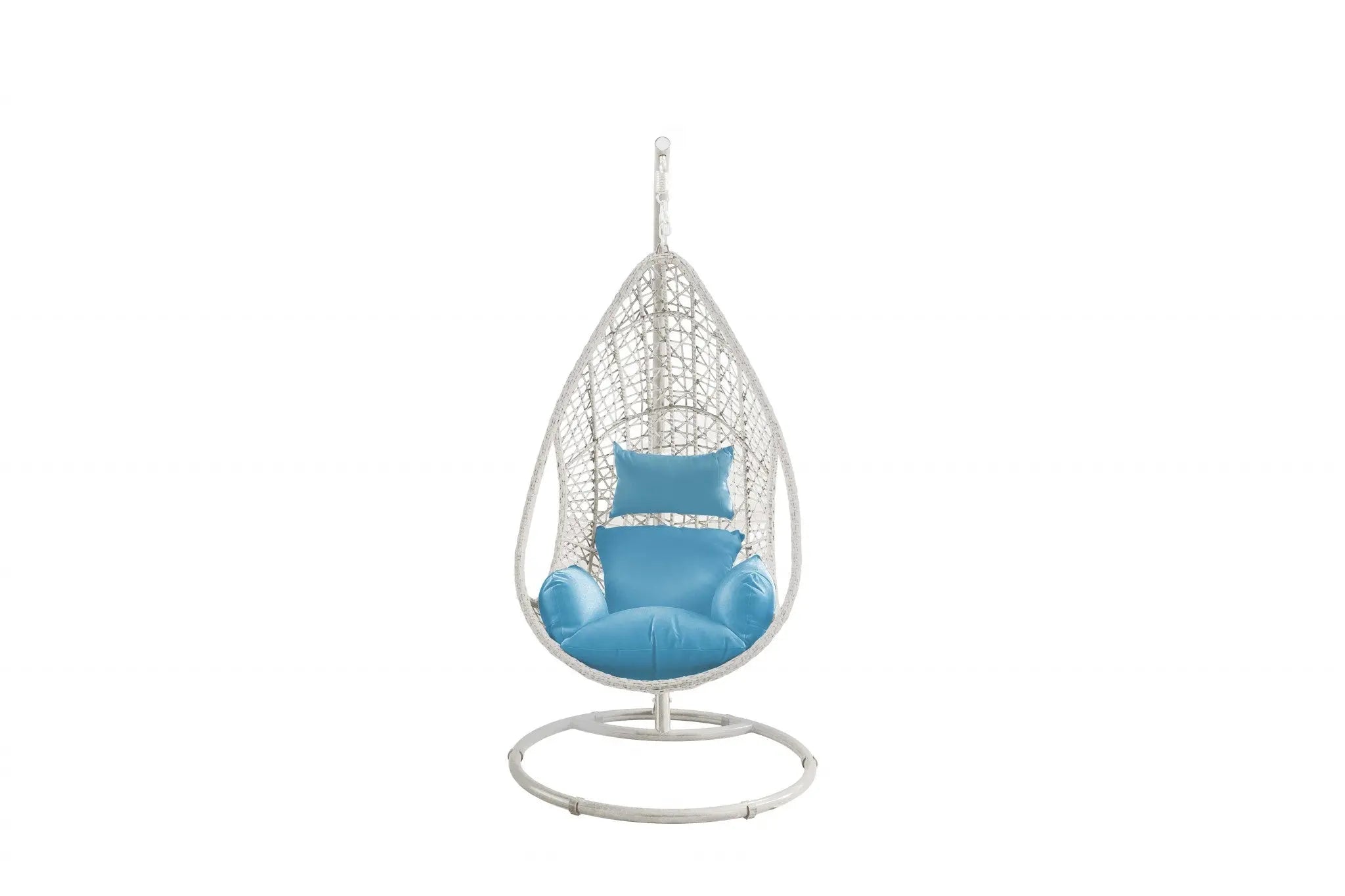 40" Blue and Steel stand finished Metal Outdoor Swing Chair with Blue Cushion - GreatEagleInc