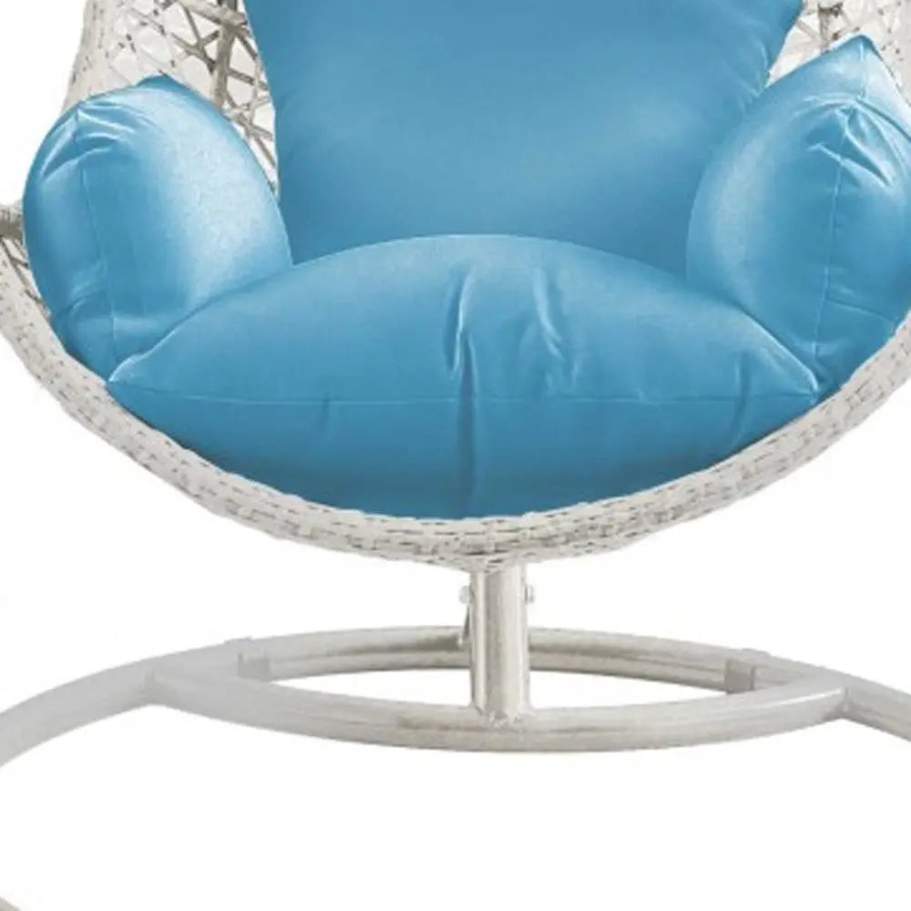 40" Blue and Steel stand finished Metal Outdoor Swing Chair with Blue Cushion - GreatEagleInc