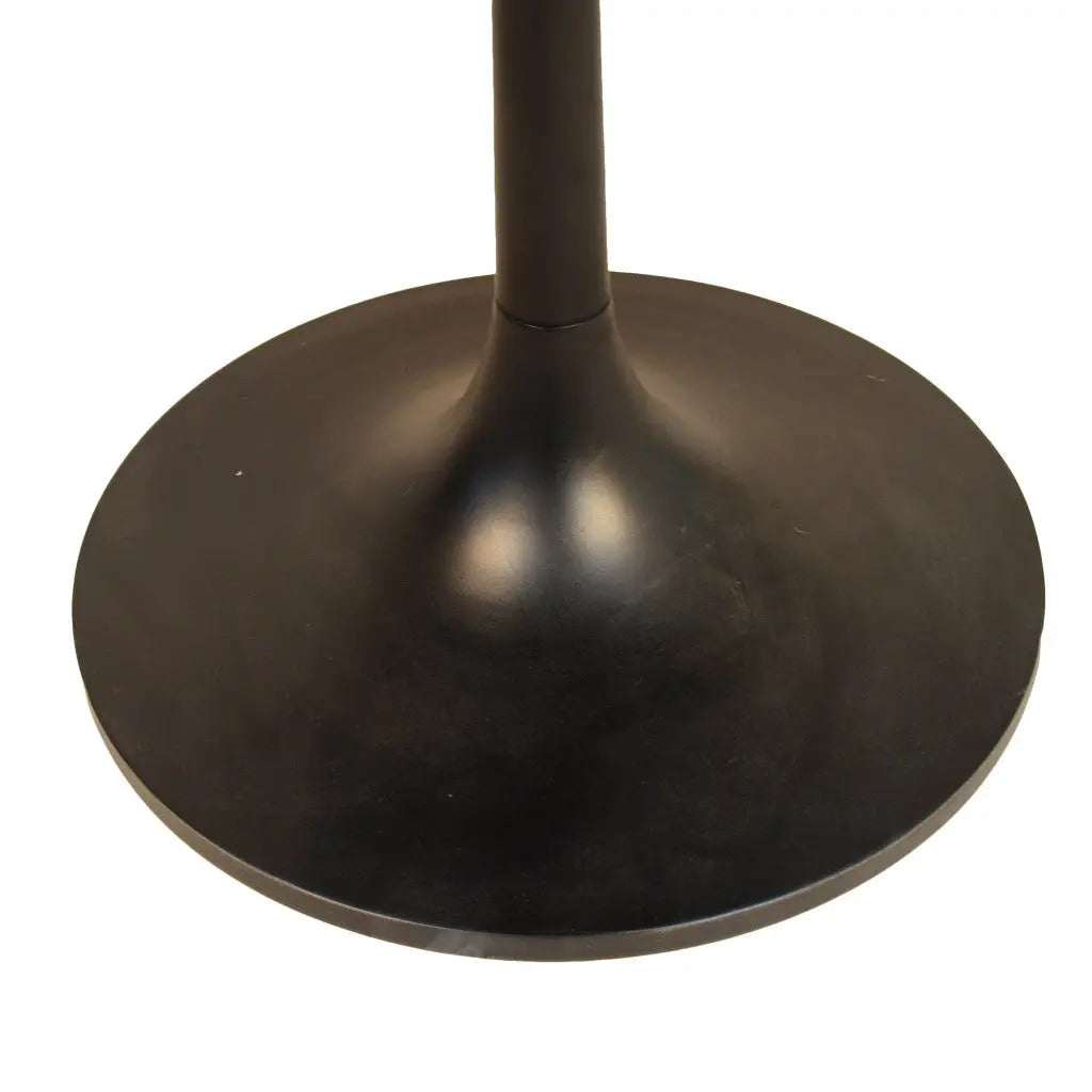 40" Brown And Black Rounded Solid Wood And Iron Pedestal Base Dining Table Homeroots Kitchen & Dining