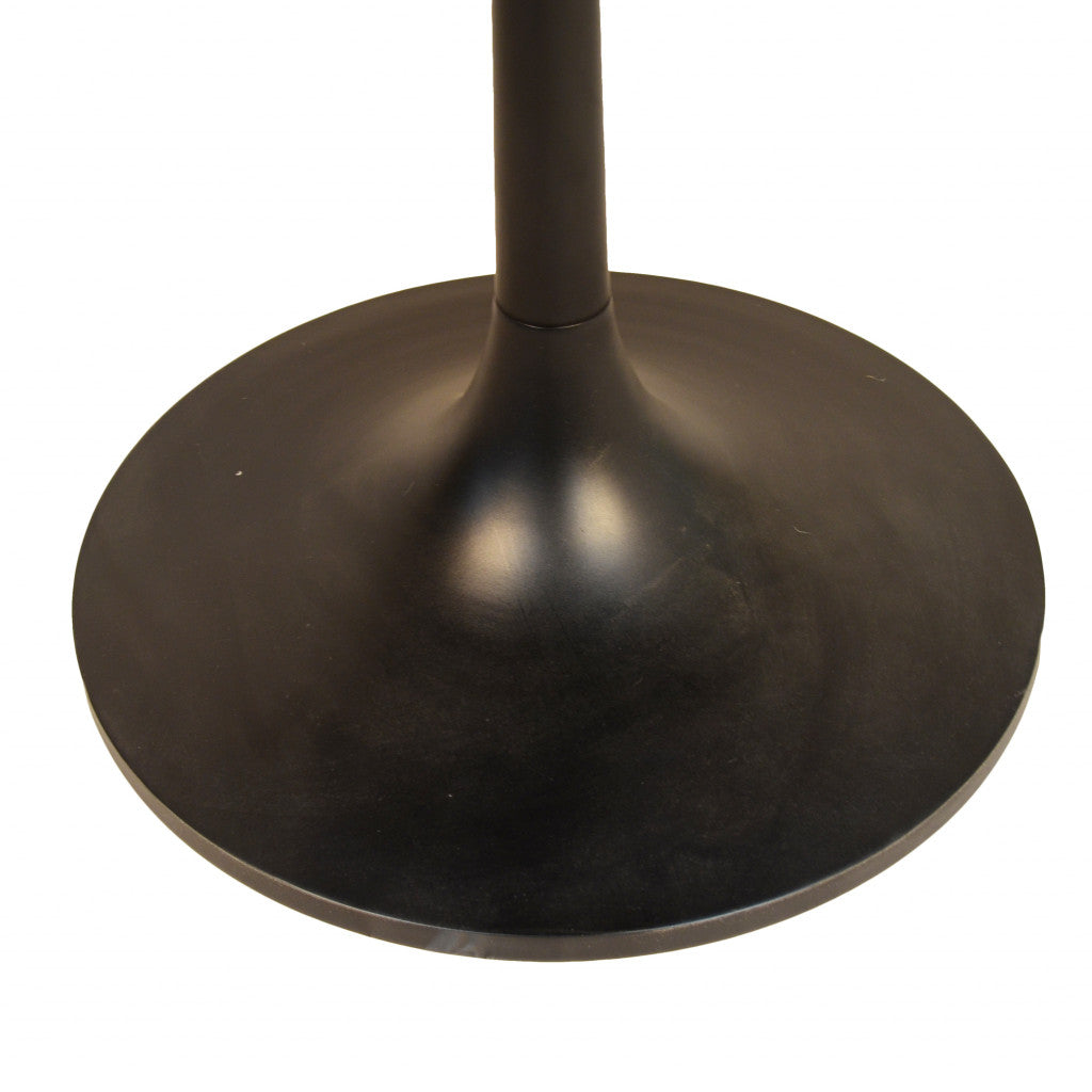40" Brown And Black Rounded Solid Wood And Iron Pedestal Base Dining Table Homeroots Kitchen & Dining