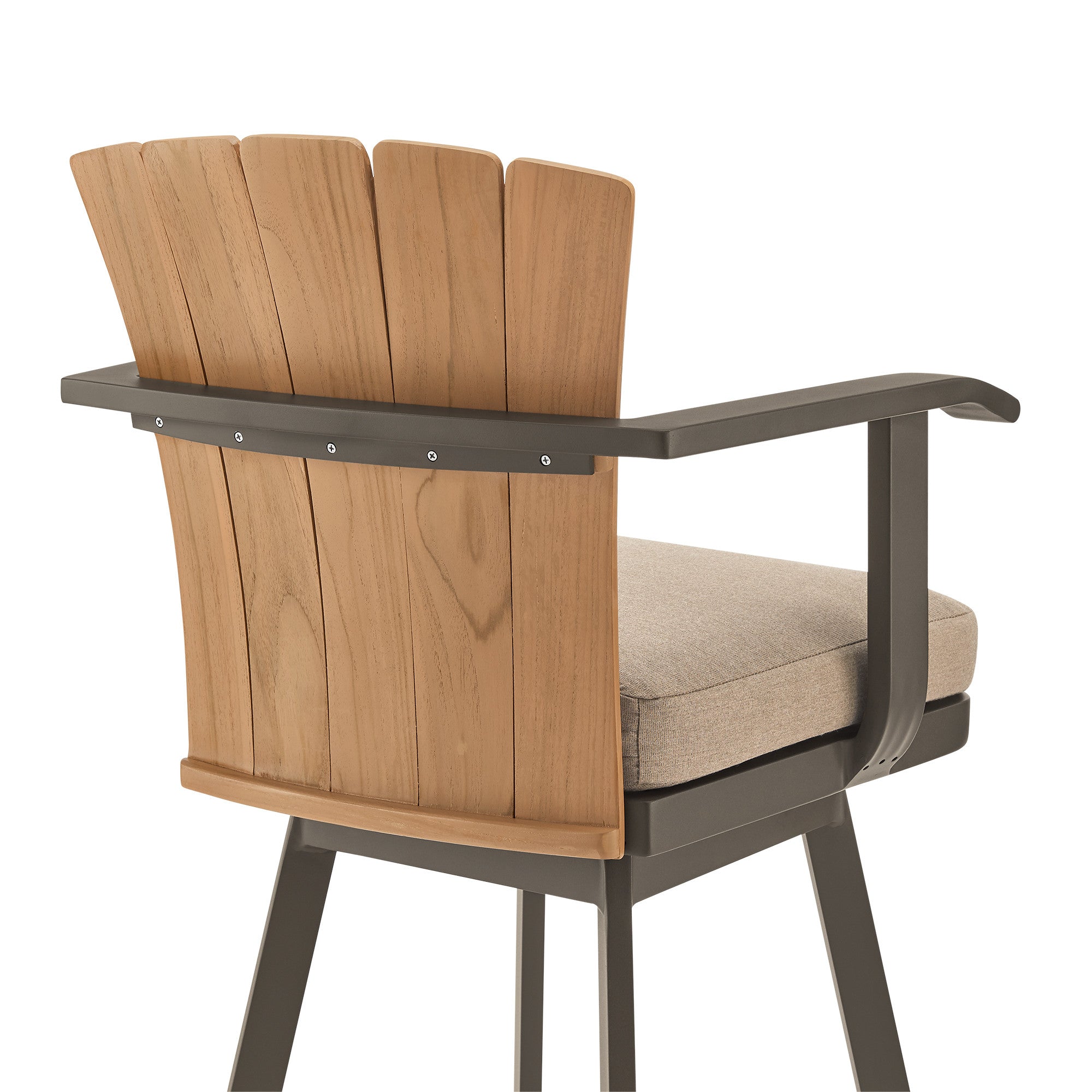 40" Brown Metal Swivel Outdoor Counter Height Bar chair with Footrest - GreatEagleInc