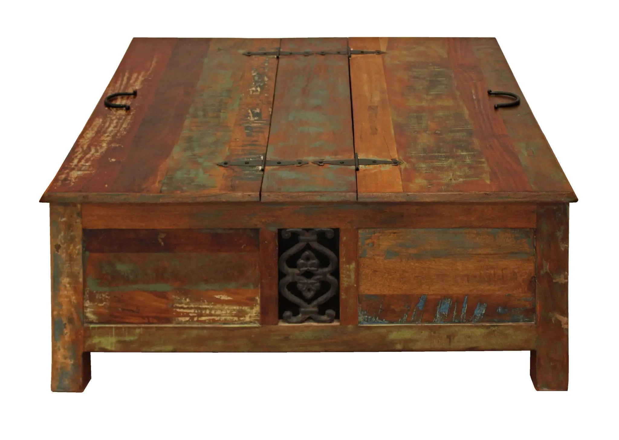 40" Brown Solid Wood Square Lift Top Solid Trunk Coffee Table Homeroots Living Room