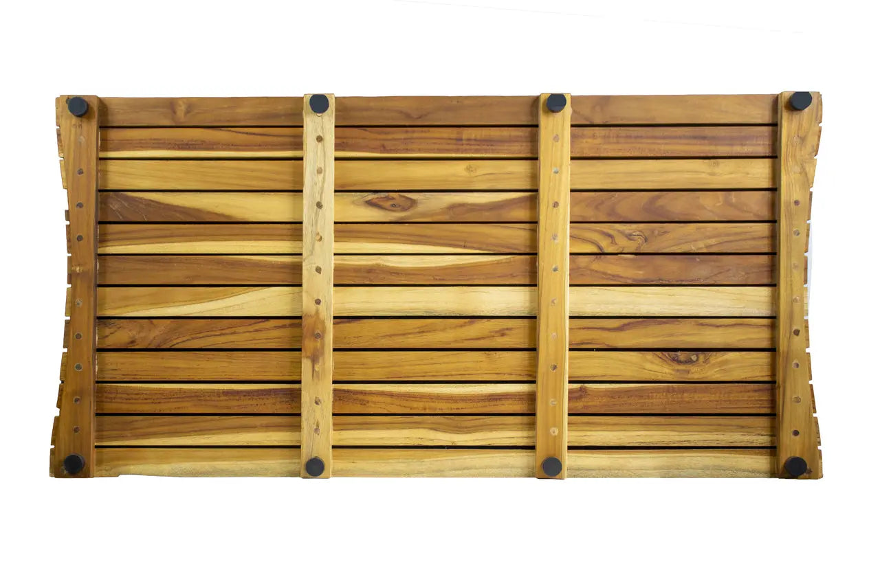 40" Brown Teak Slat Non Slip Bath Mat Homeroots Bed & Bath