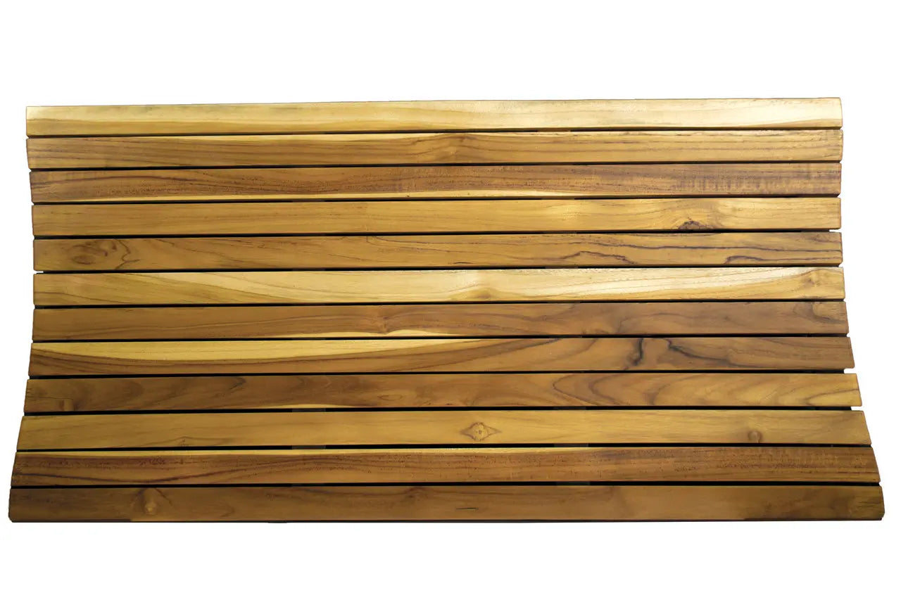 40" Brown Teak Slat Non Slip Bath Mat Homeroots Bed & Bath