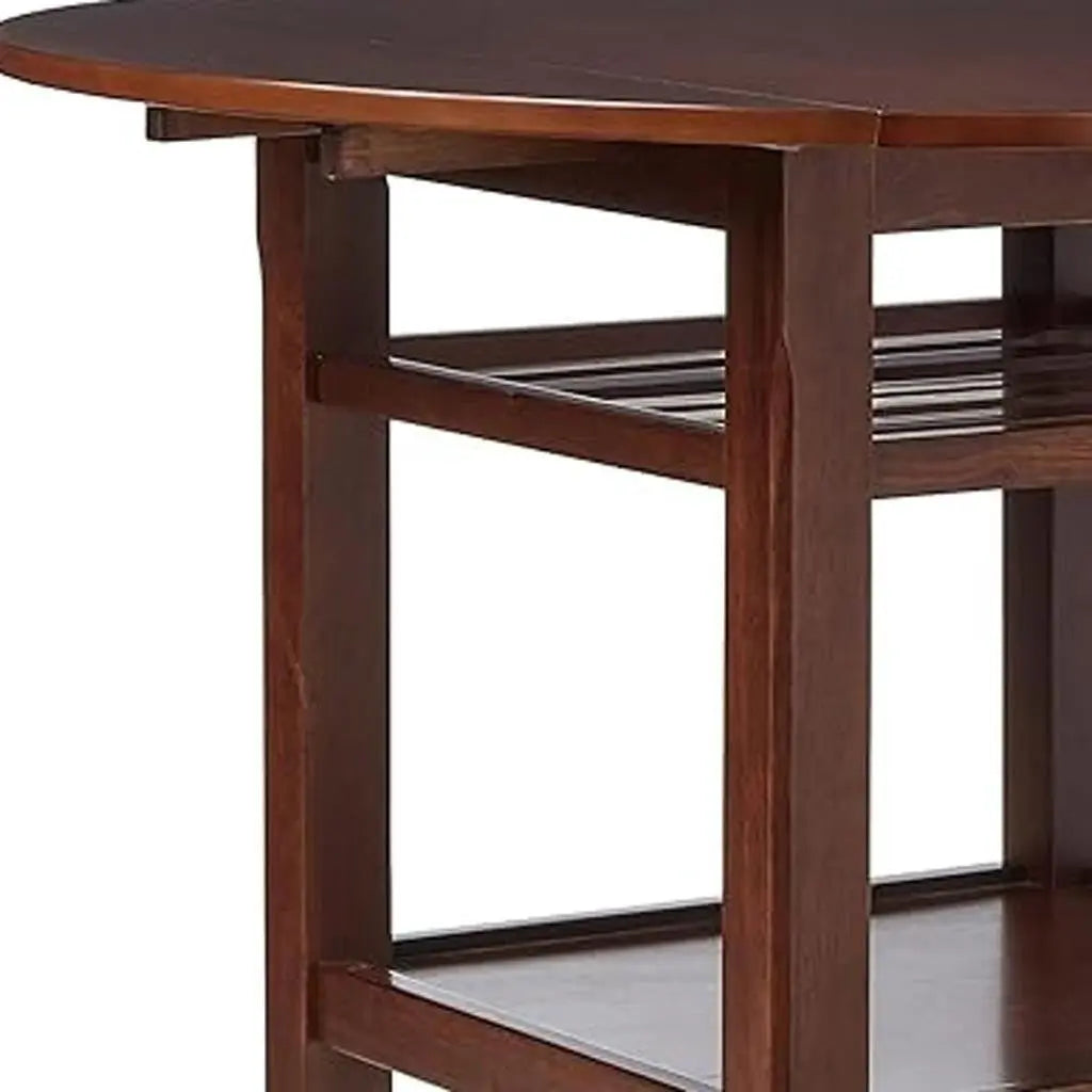 40" Brown Wood Rounded Drop Leaf Bar Table Homeroots Living Room