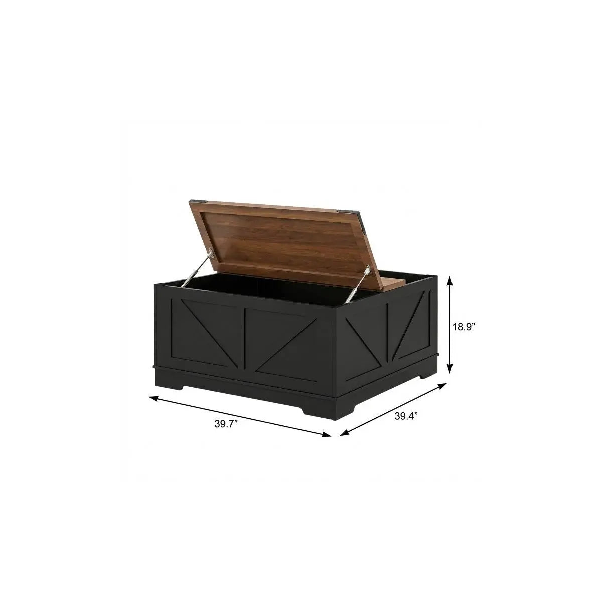 40" Brown and Black Wood Lift Top Solid Trunk Coffee Table With Two Shelves Homeroots Living Room
