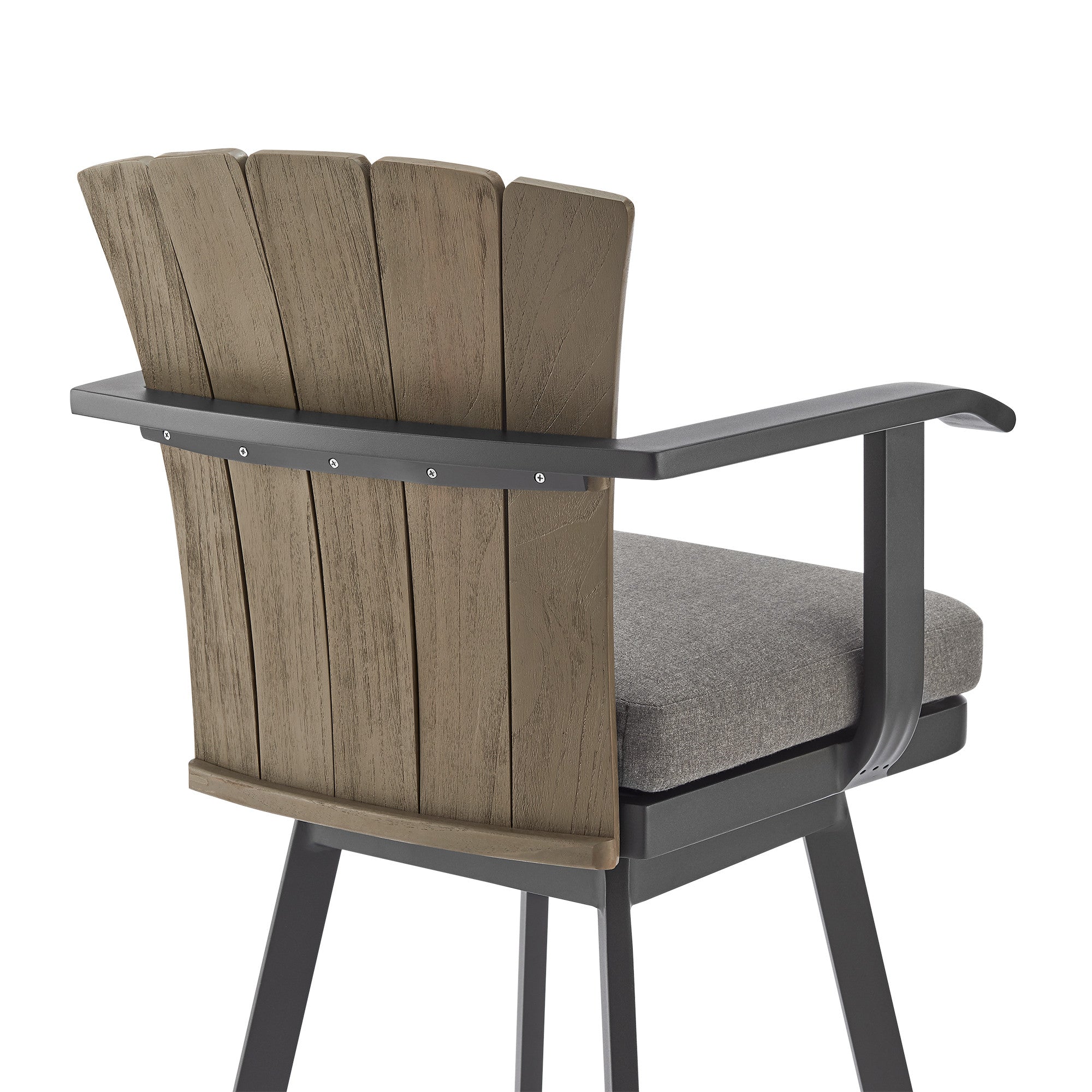 40" Charcoal Metal Swivel Outdoor Counter Height Bar chair with Footrest - GreatEagleInc