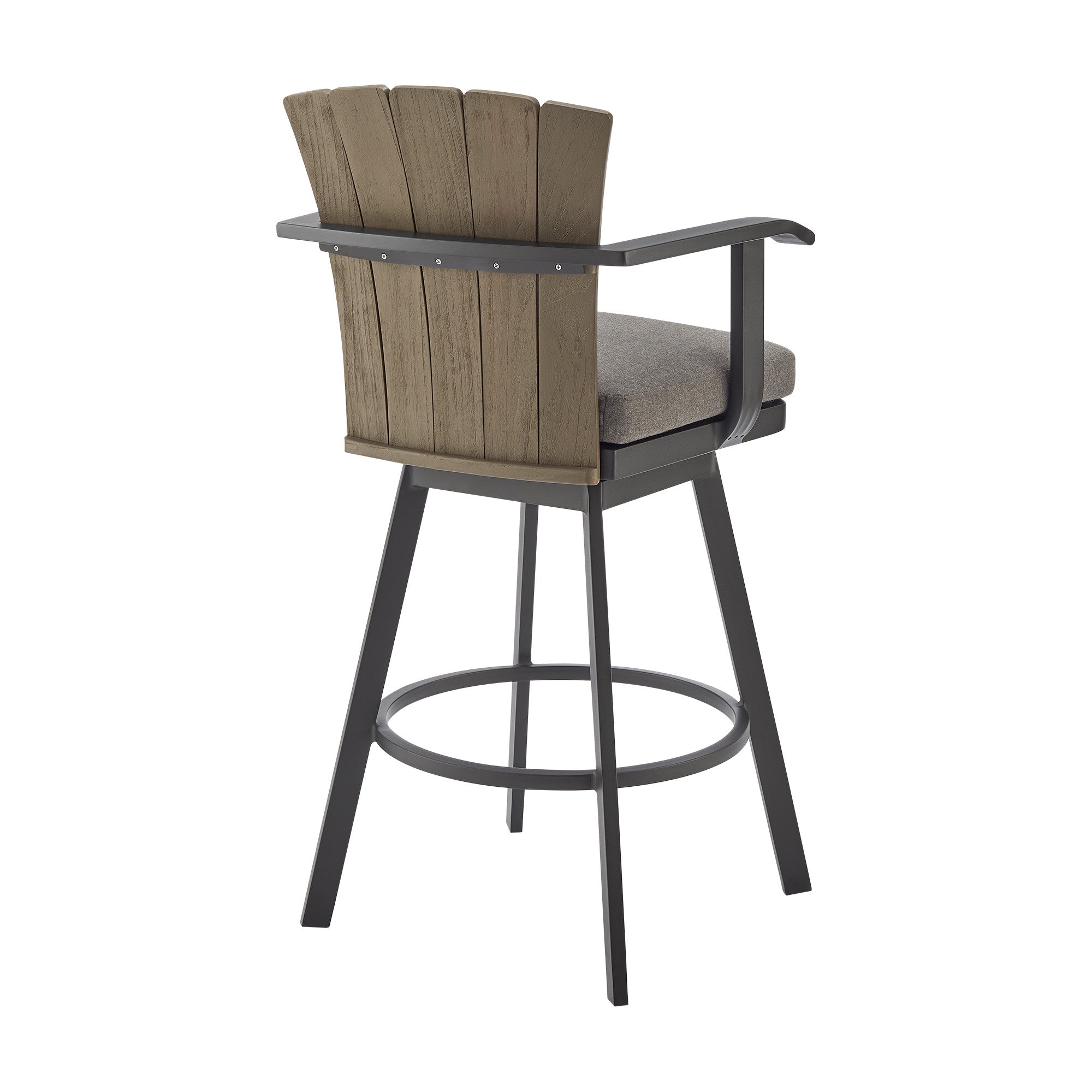 40" Charcoal Metal Swivel Outdoor Counter Height Bar chair with Footrest - GreatEagleInc