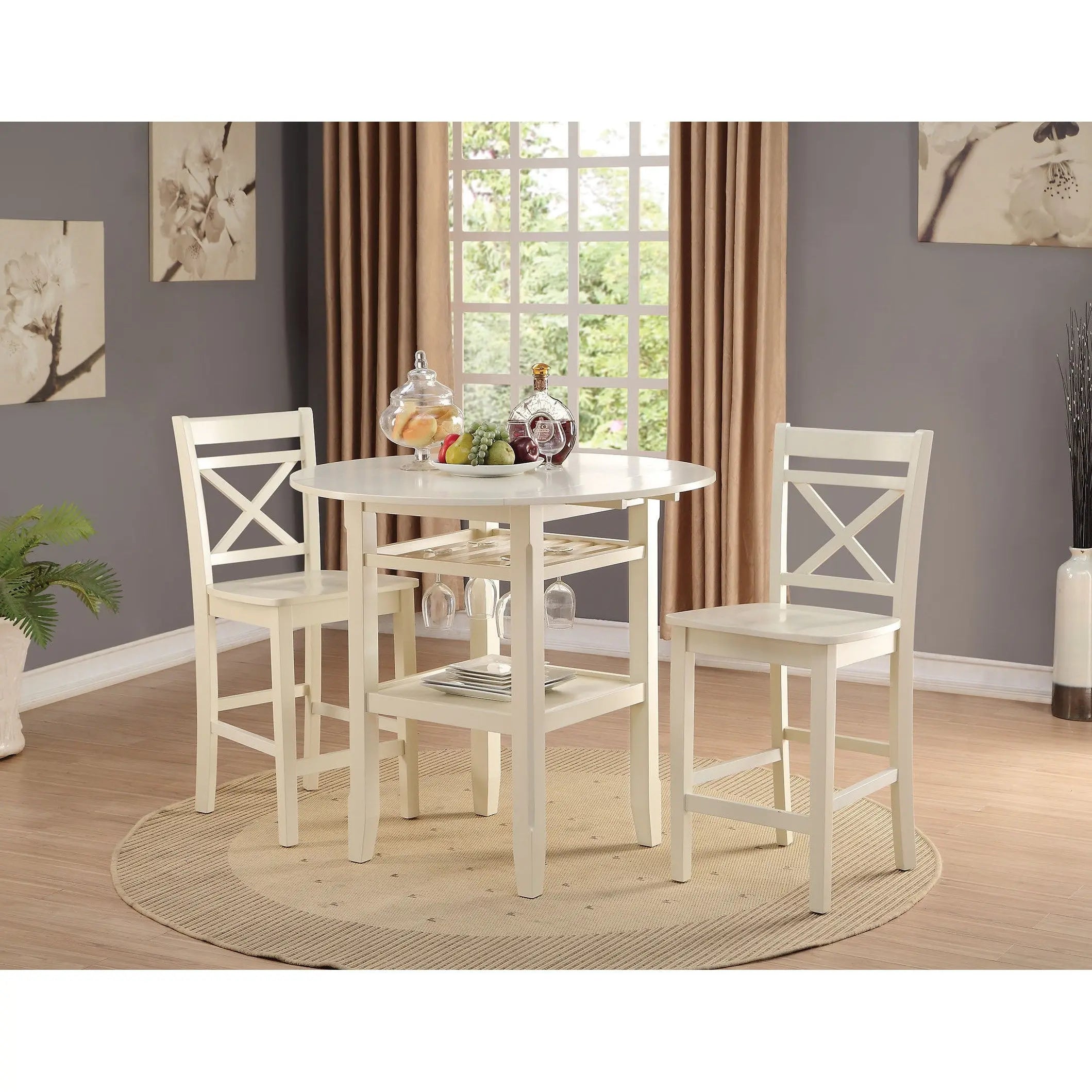 40" Cream Wood Rounded Drop Leaf Bar Table Homeroots Living Room