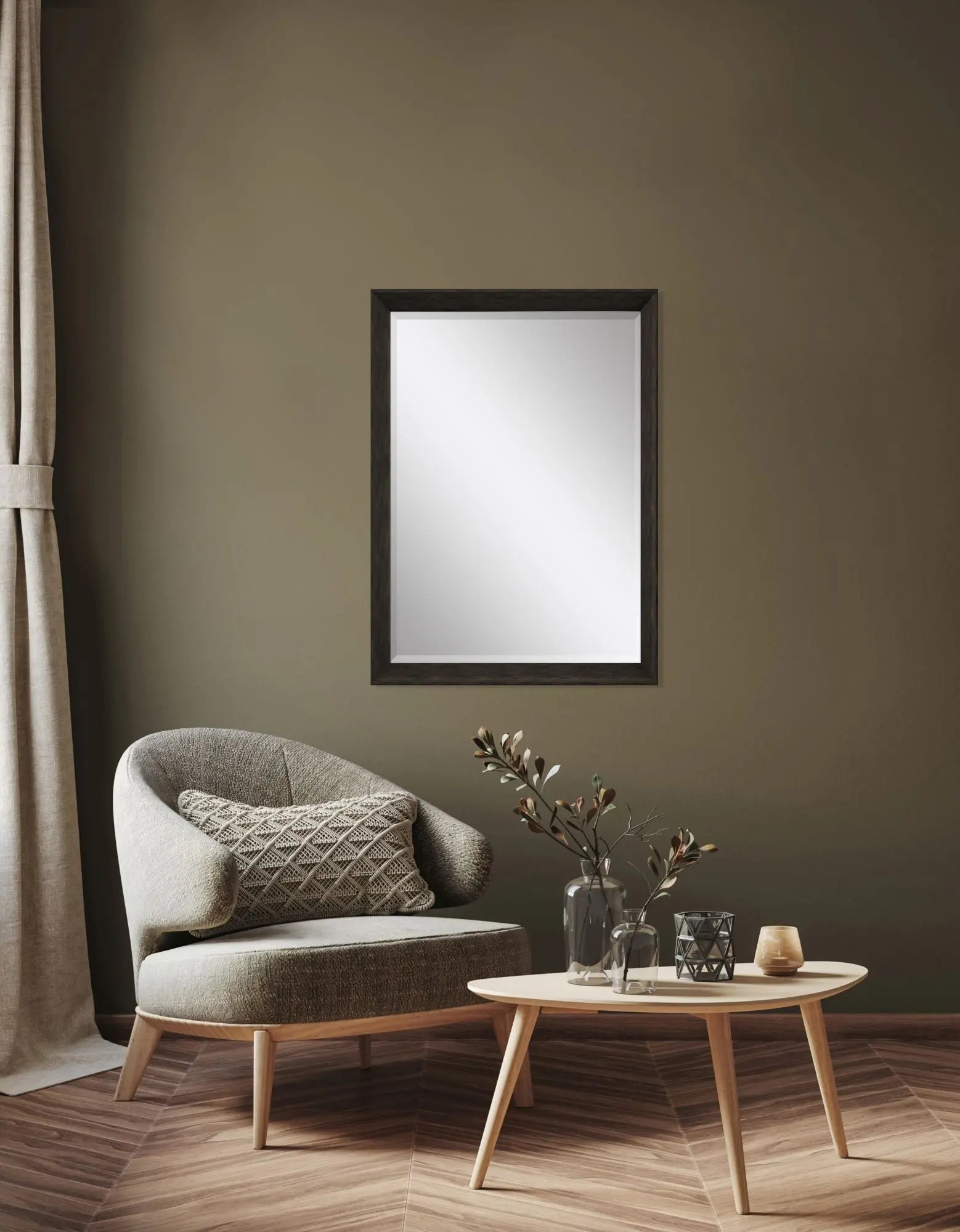 40" Dark Brown Framed Accent Mirror Homeroots Bed & Bath