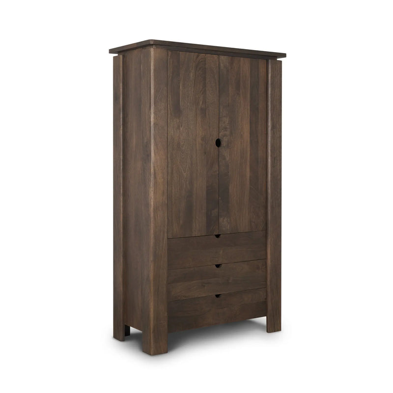 40" Dark Brown Solid Wood Curio Cabinet With Two Doors And Three Drawers Homeroots Kitchen & Dining