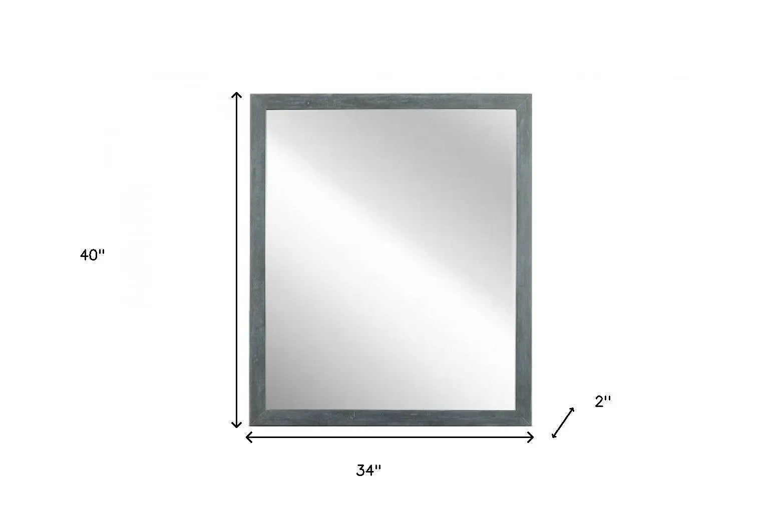 40" Dark Gray Solid Wood Framed Accent Mirror Homeroots Bed & Bath