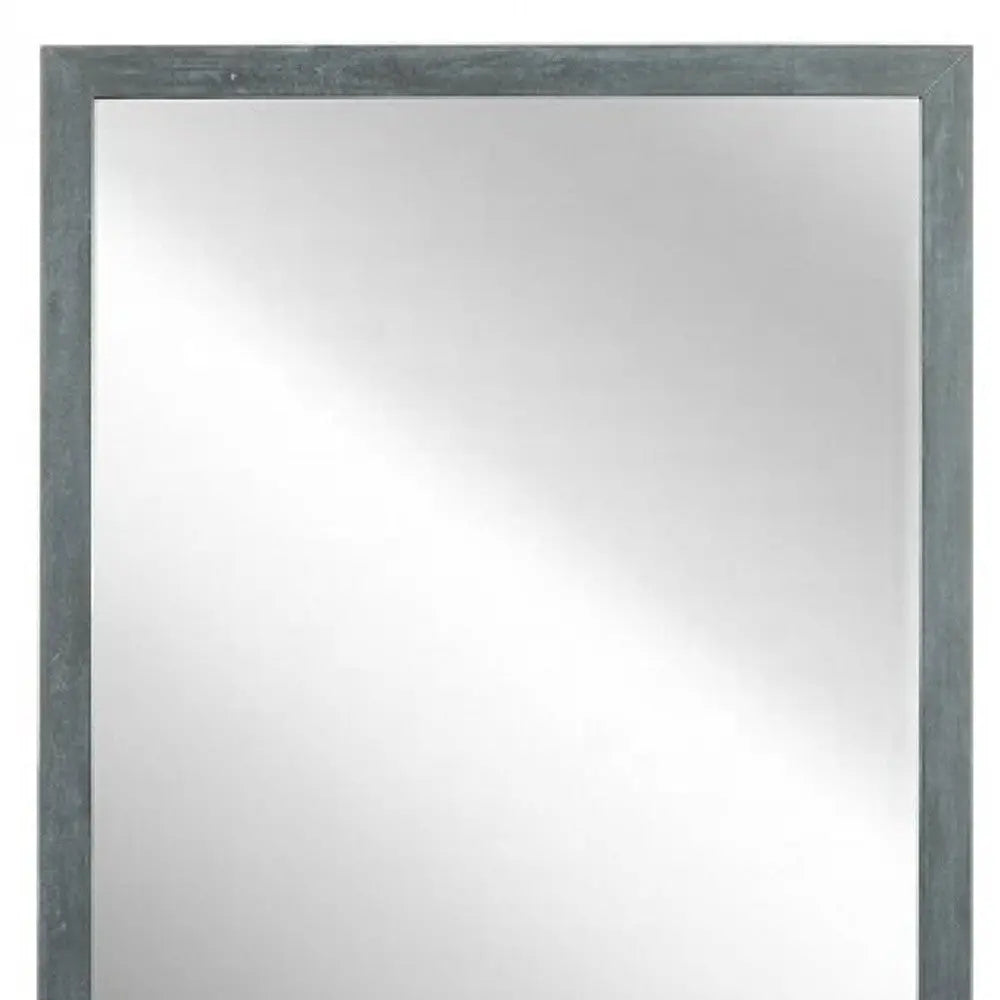 40" Dark Gray Solid Wood Framed Accent Mirror Homeroots Bed & Bath