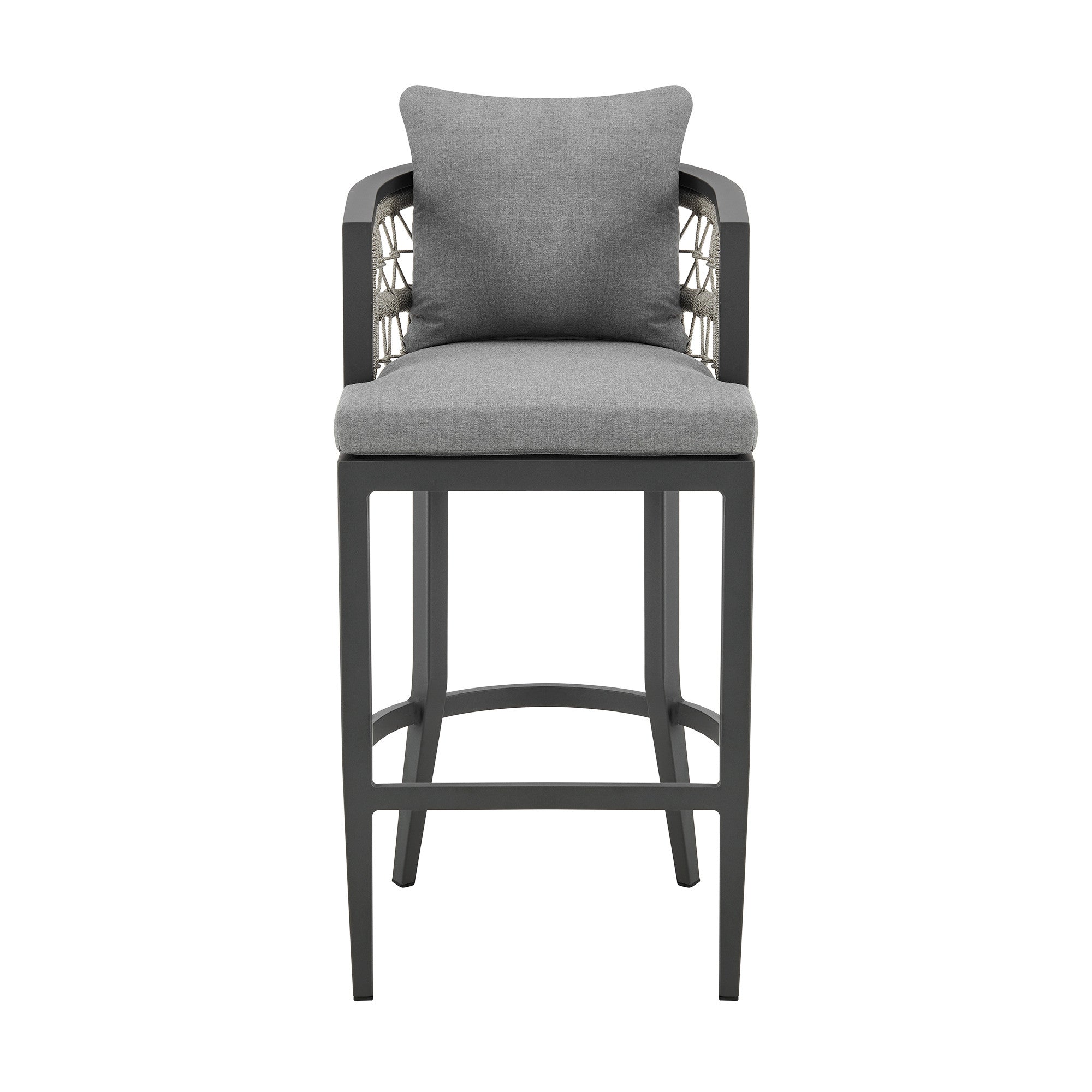 40" Gray Metal Outdoor Bar Height chair with Footrest - GreatEagleInc