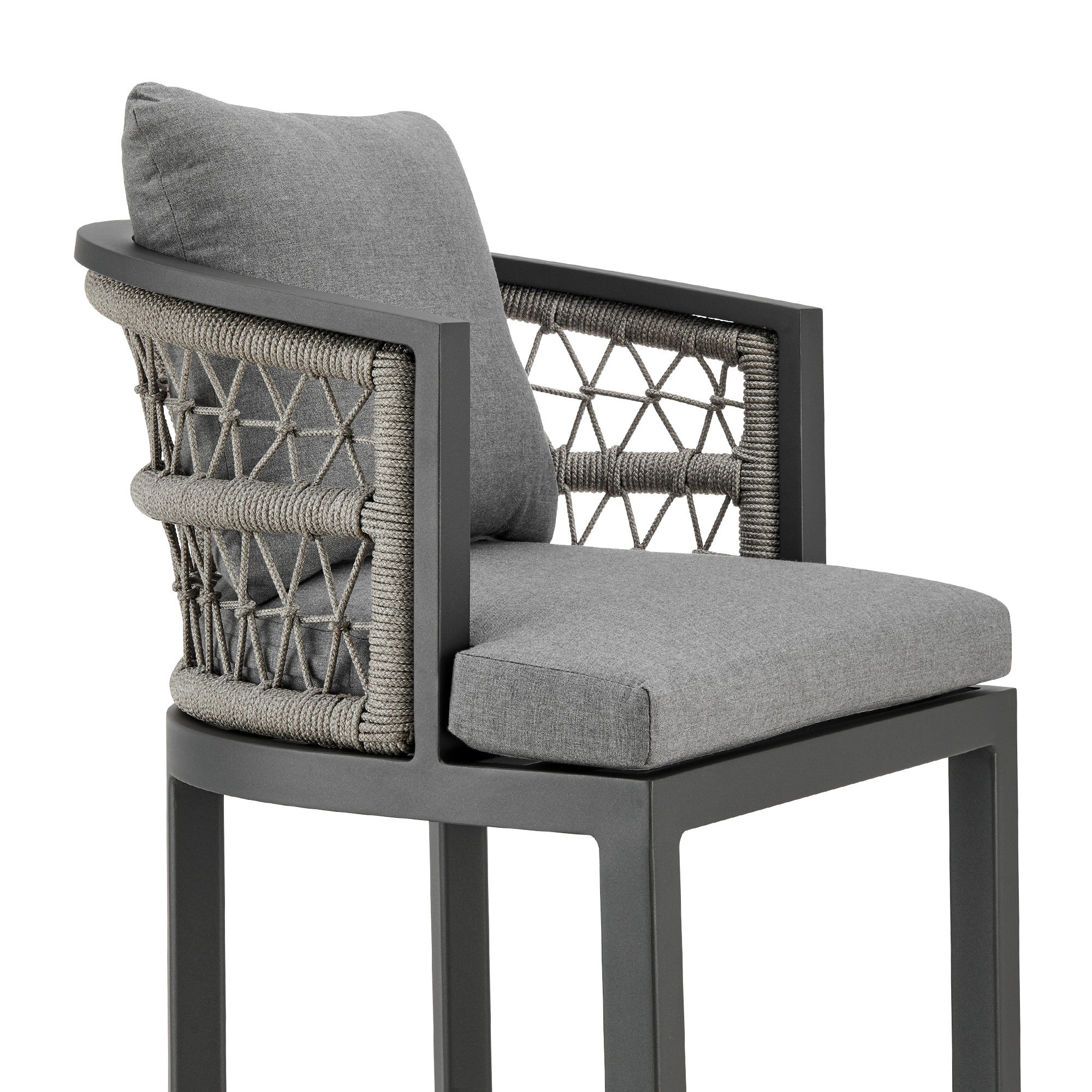 40" Gray Metal Outdoor Bar Height chair with Footrest - GreatEagleInc