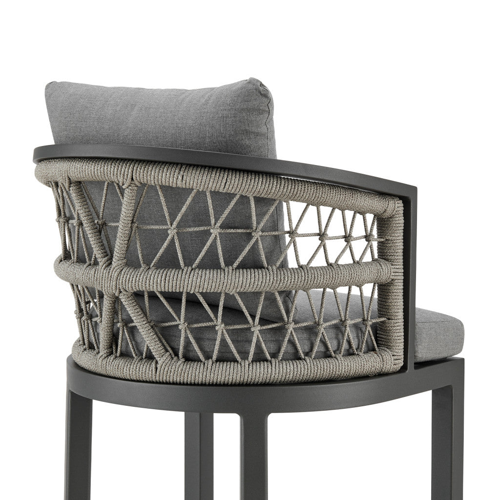 40" Gray Metal Outdoor Bar Height chair with Footrest - GreatEagleInc