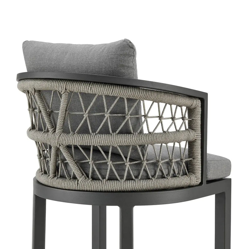 40" Gray Metal Outdoor Bar Height chair with Footrest - GreatEagleInc