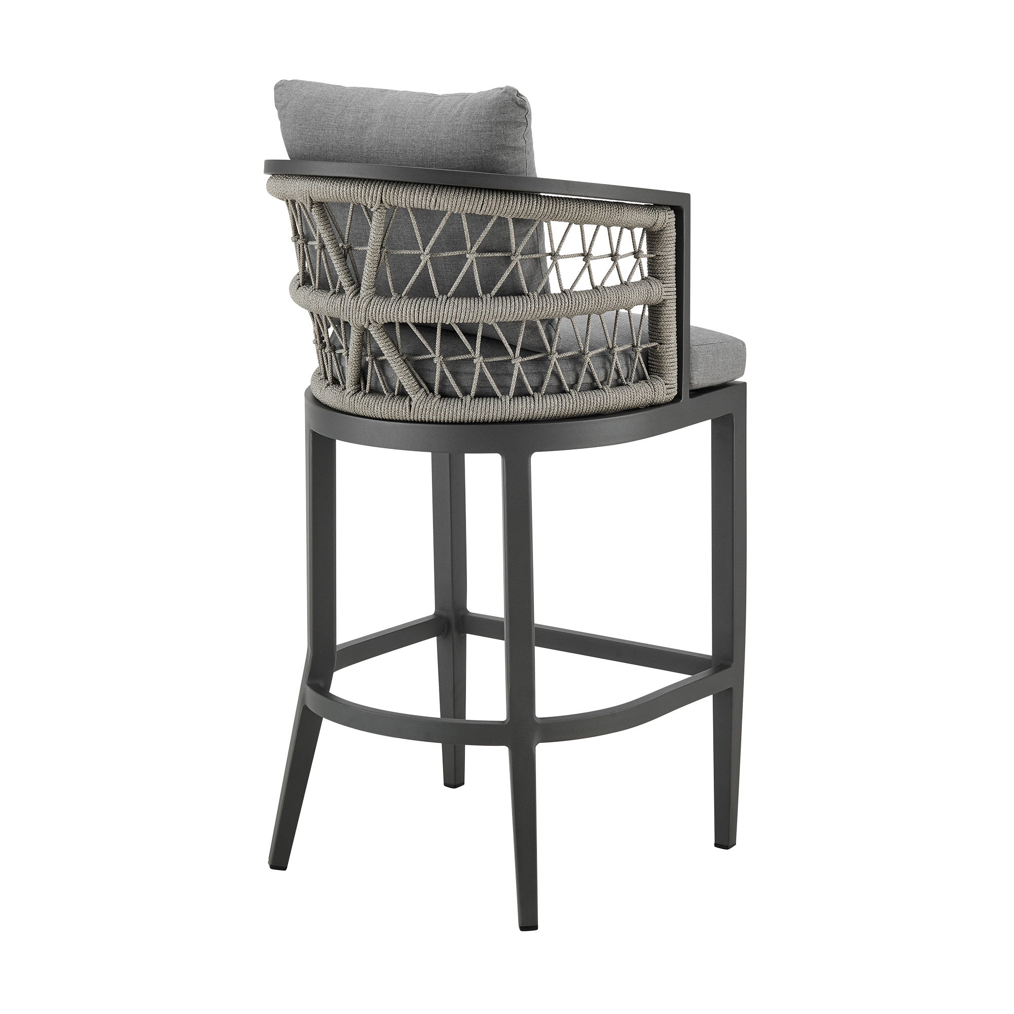40" Gray Metal Outdoor Bar Height chair with Footrest - GreatEagleInc