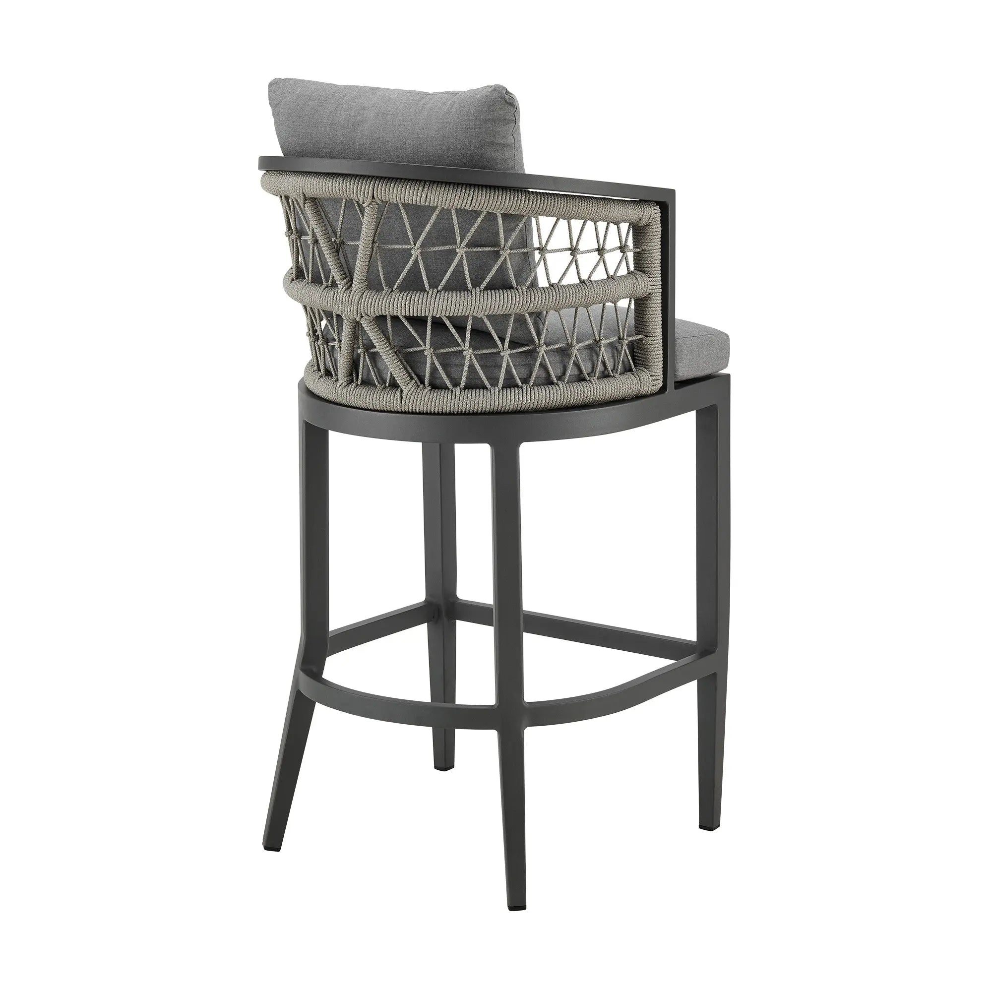 40" Gray Metal Outdoor Bar Height chair with Footrest - GreatEagleInc
