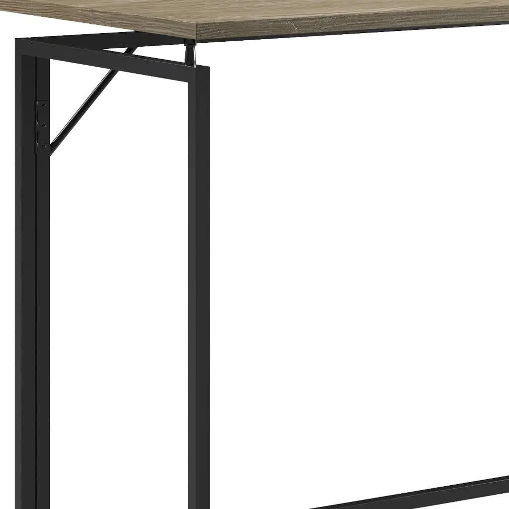 40" Gray and Black Wood and Stainless Steel Computer Desk Homeroots Office