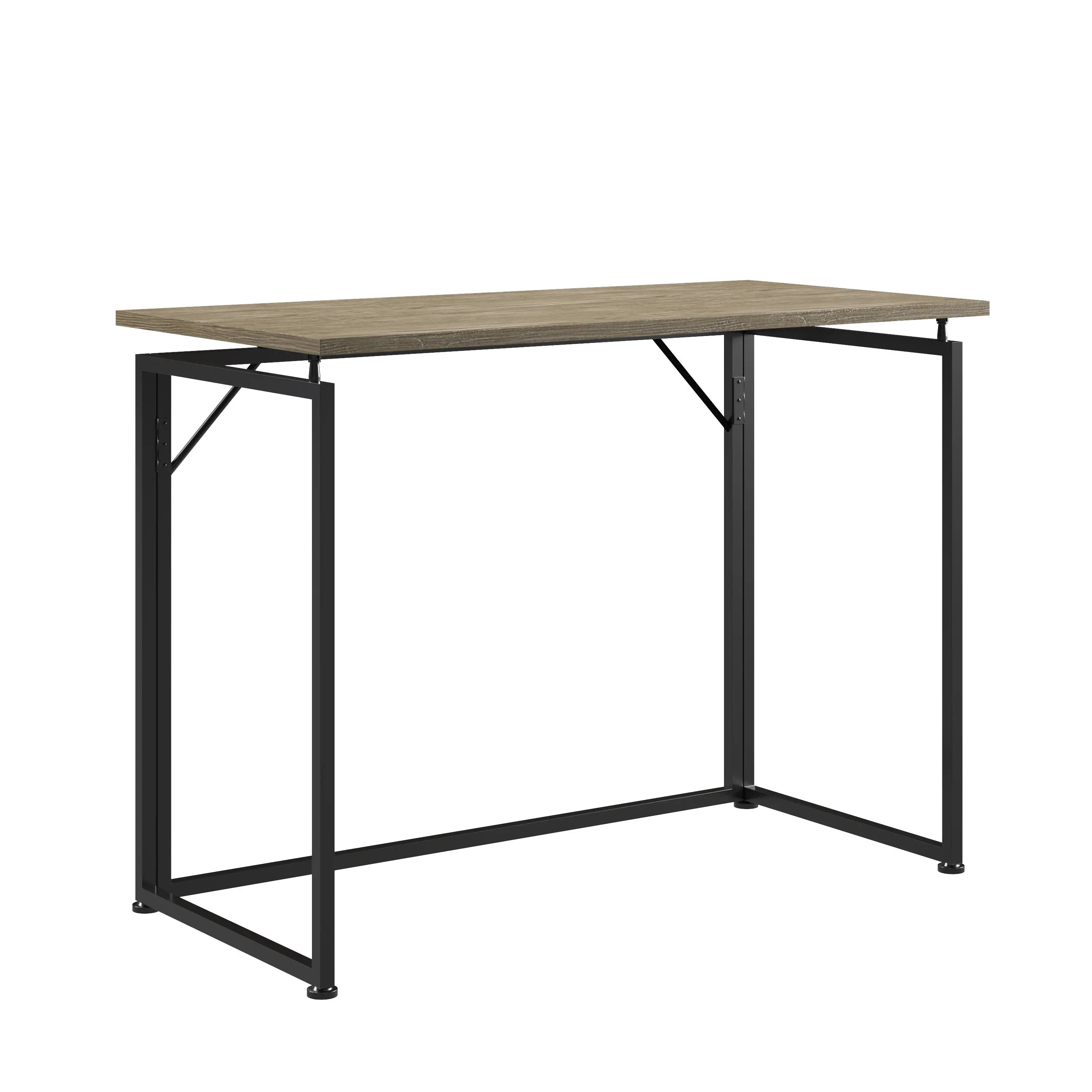 40" Gray and Black Wood and Stainless Steel Computer Desk Homeroots Office