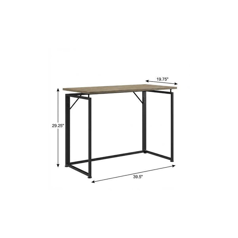 40" Gray and Black Wood and Stainless Steel Computer Desk Homeroots Office