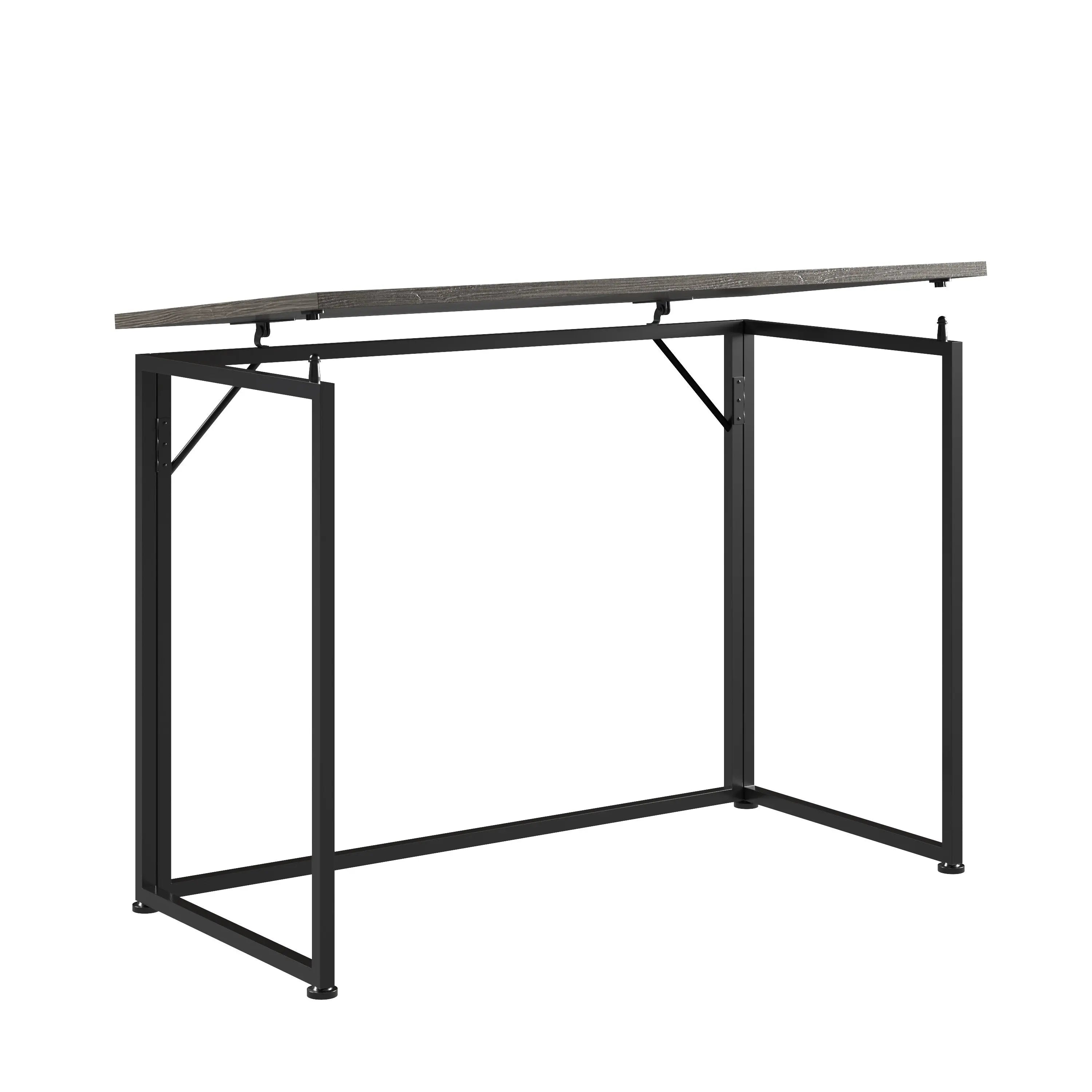 40" Gray and Black Wood and Stainless Steel Computer Desk Homeroots Office