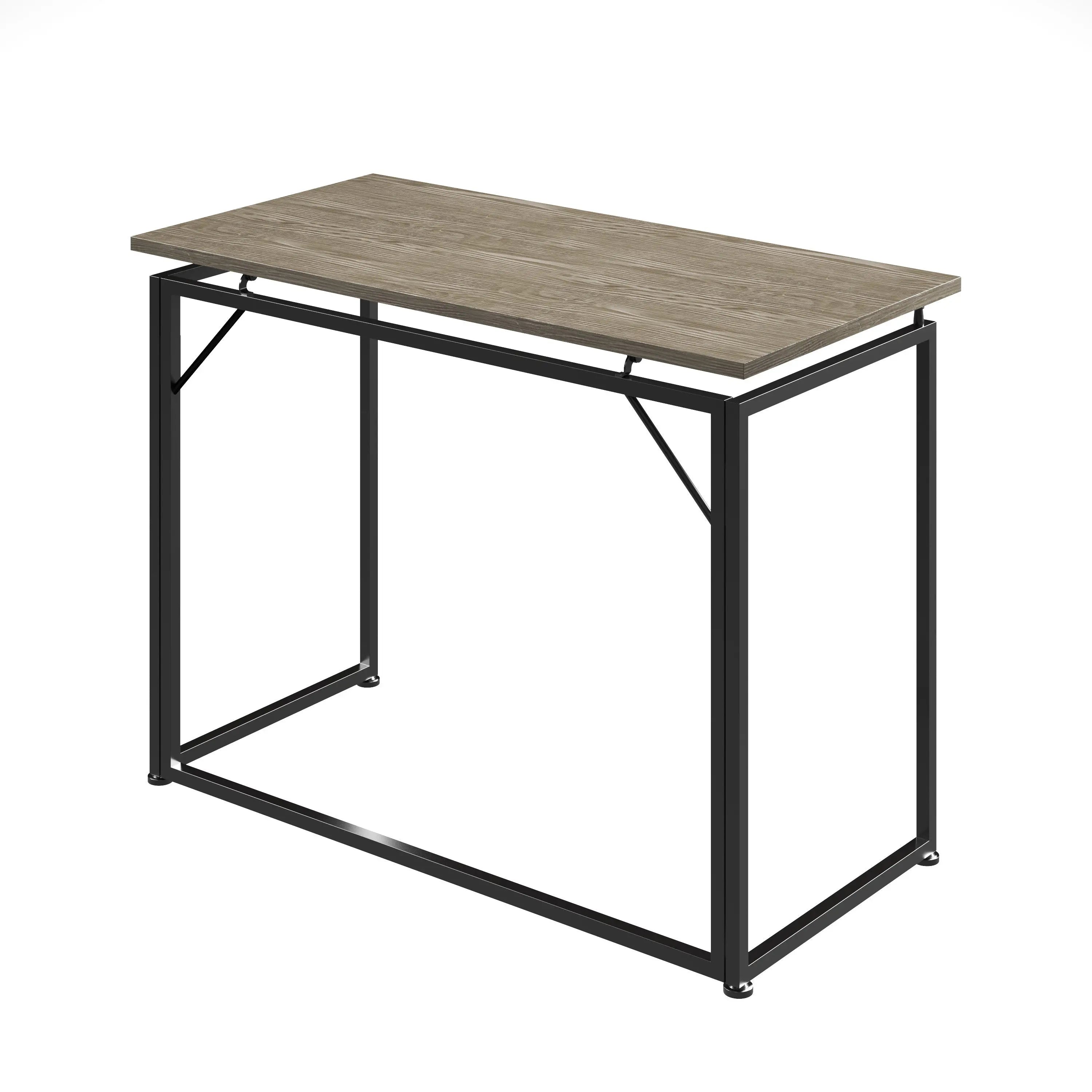 40" Gray and Black Wood and Stainless Steel Computer Desk Homeroots Office