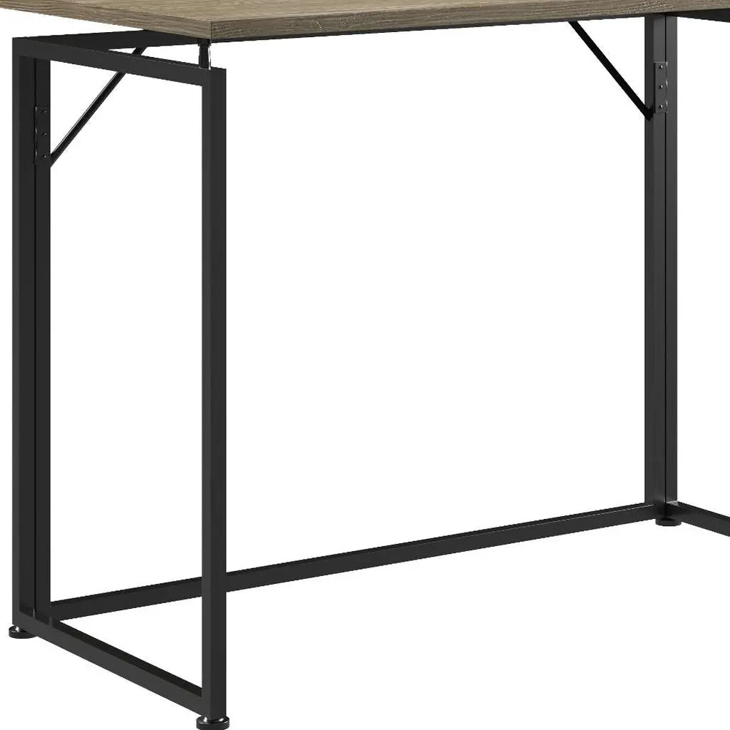 40" Gray and Black Wood and Stainless Steel Computer Desk Homeroots Office