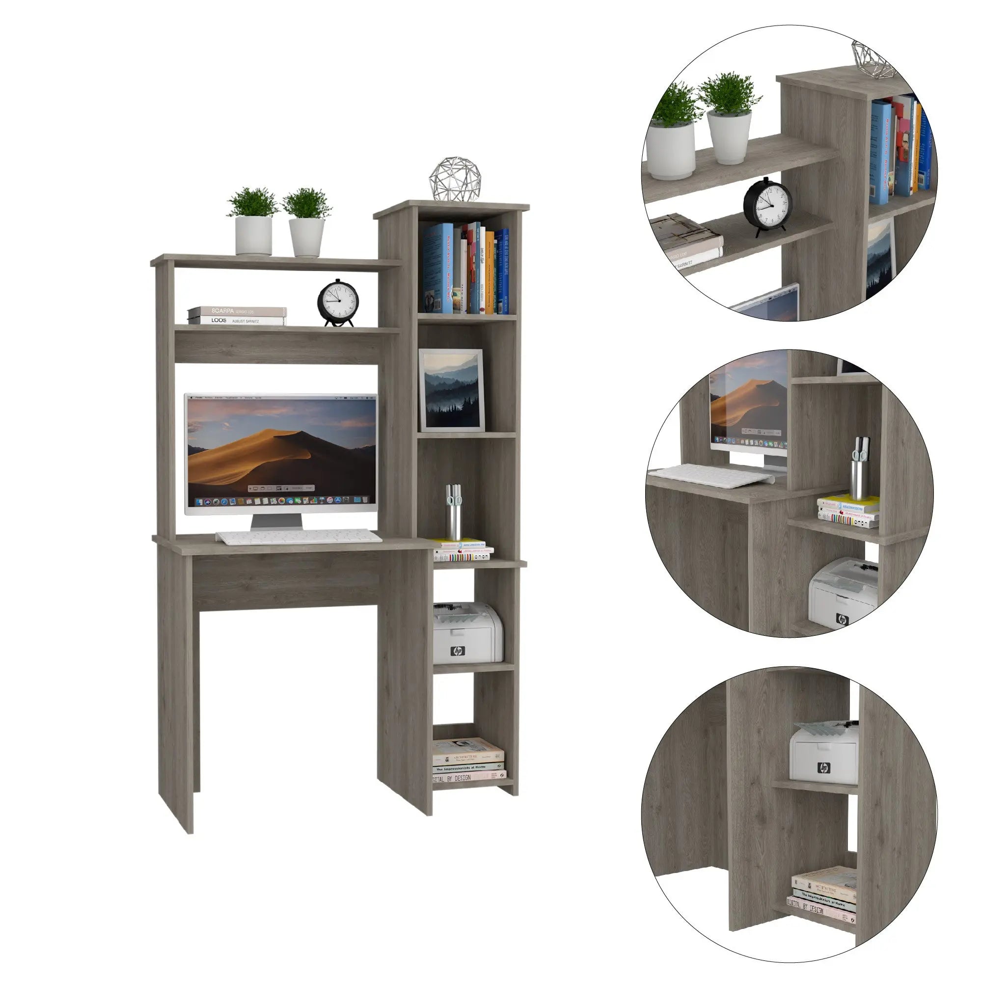 40" Light Gray Computer Desk Homeroots Office