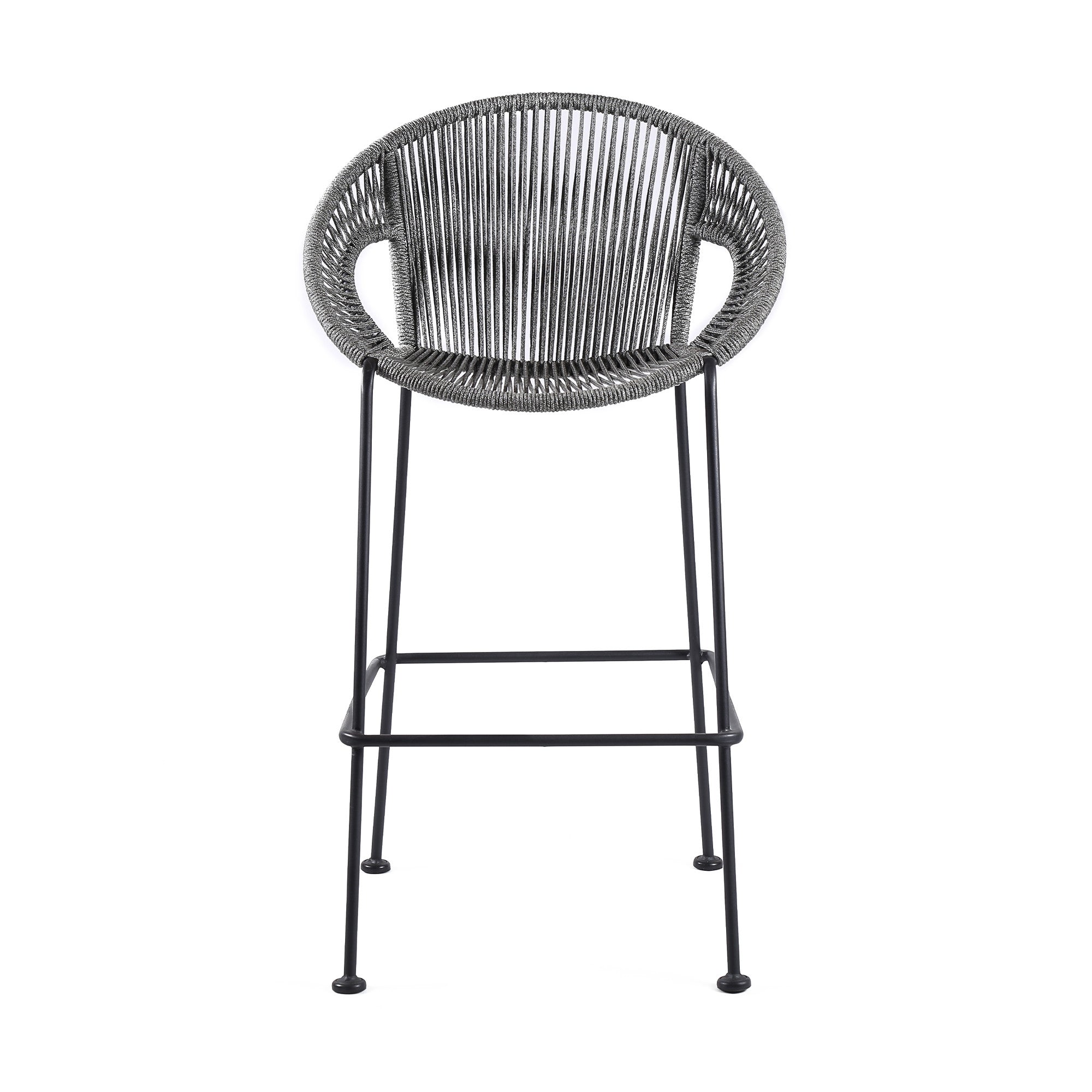 40" Light Gray Metal Low back Outdoor Counter Height Bar chair with Footrest - GreatEagleInc