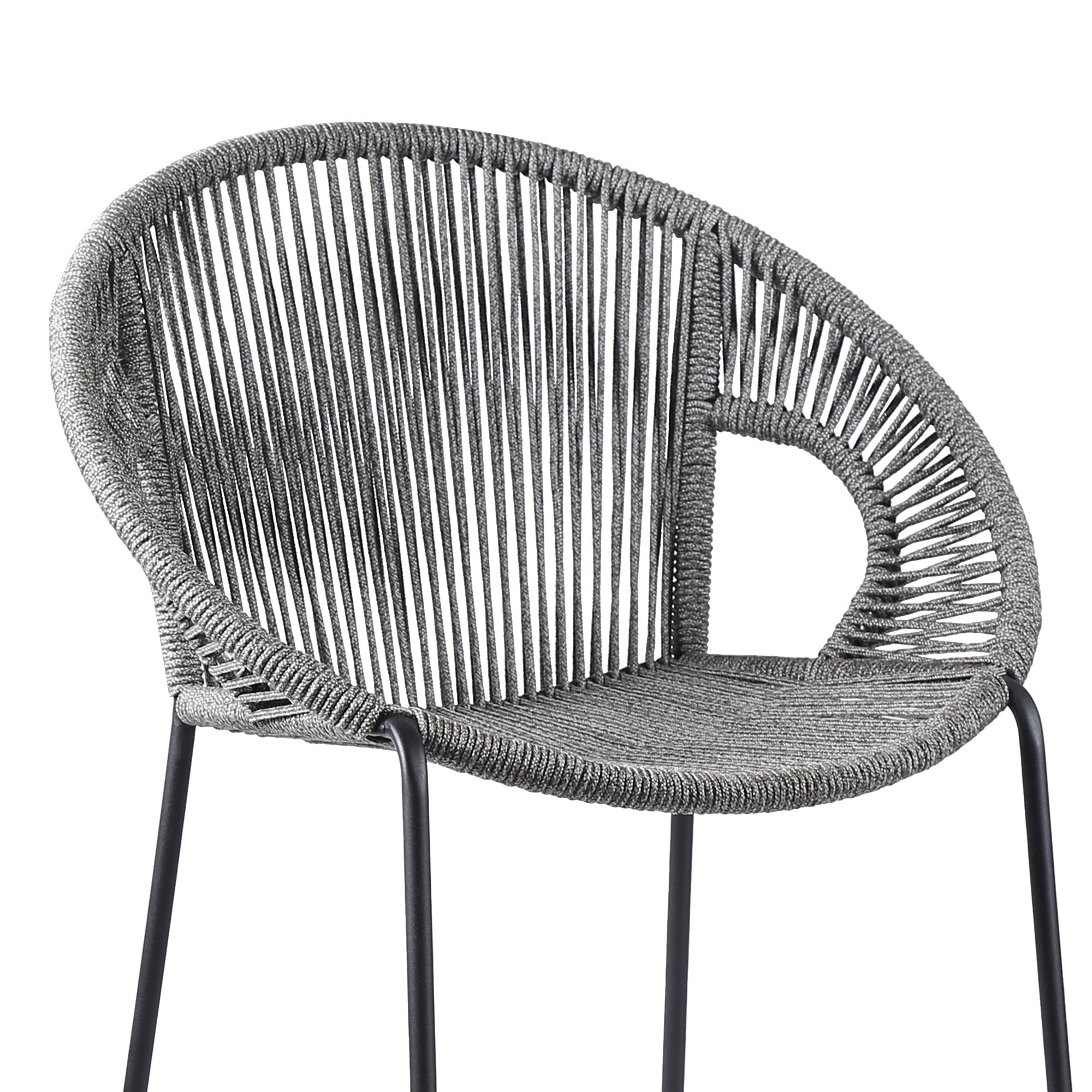 40" Light Gray Metal Low back Outdoor Counter Height Bar chair with Footrest - GreatEagleInc