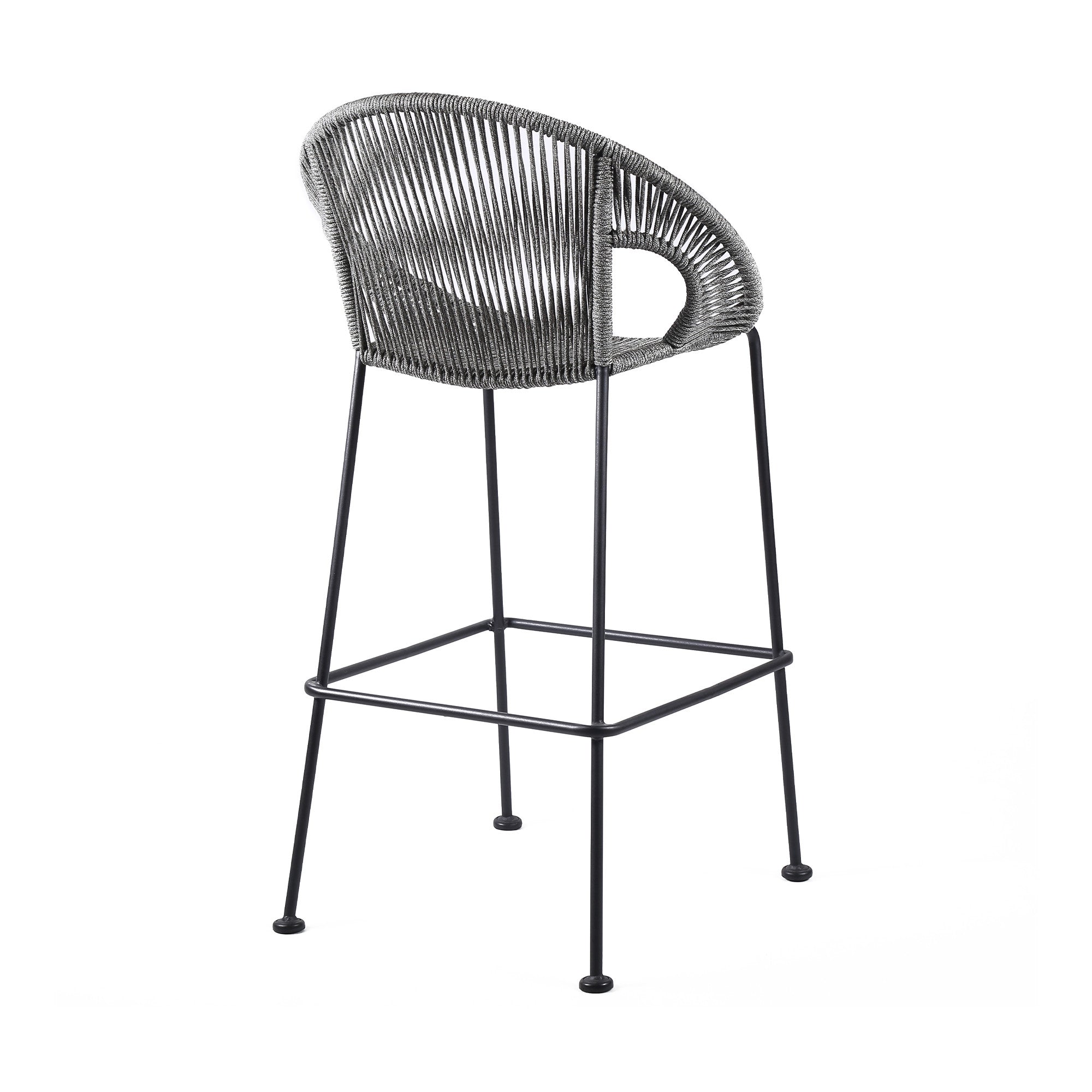 40" Light Gray Metal Low back Outdoor Counter Height Bar chair with Footrest - GreatEagleInc