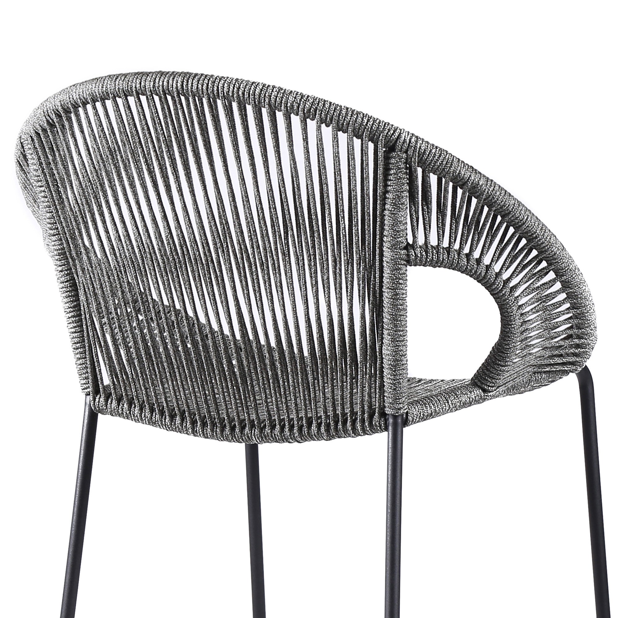 40" Light Gray Metal Low back Outdoor Counter Height Bar chair with Footrest - GreatEagleInc