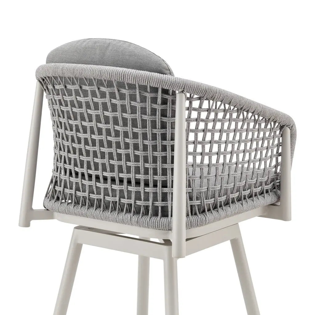 40" Light Gray Metal Swivel Outdoor Counter Height Bar chair with Footrest - GreatEagleInc