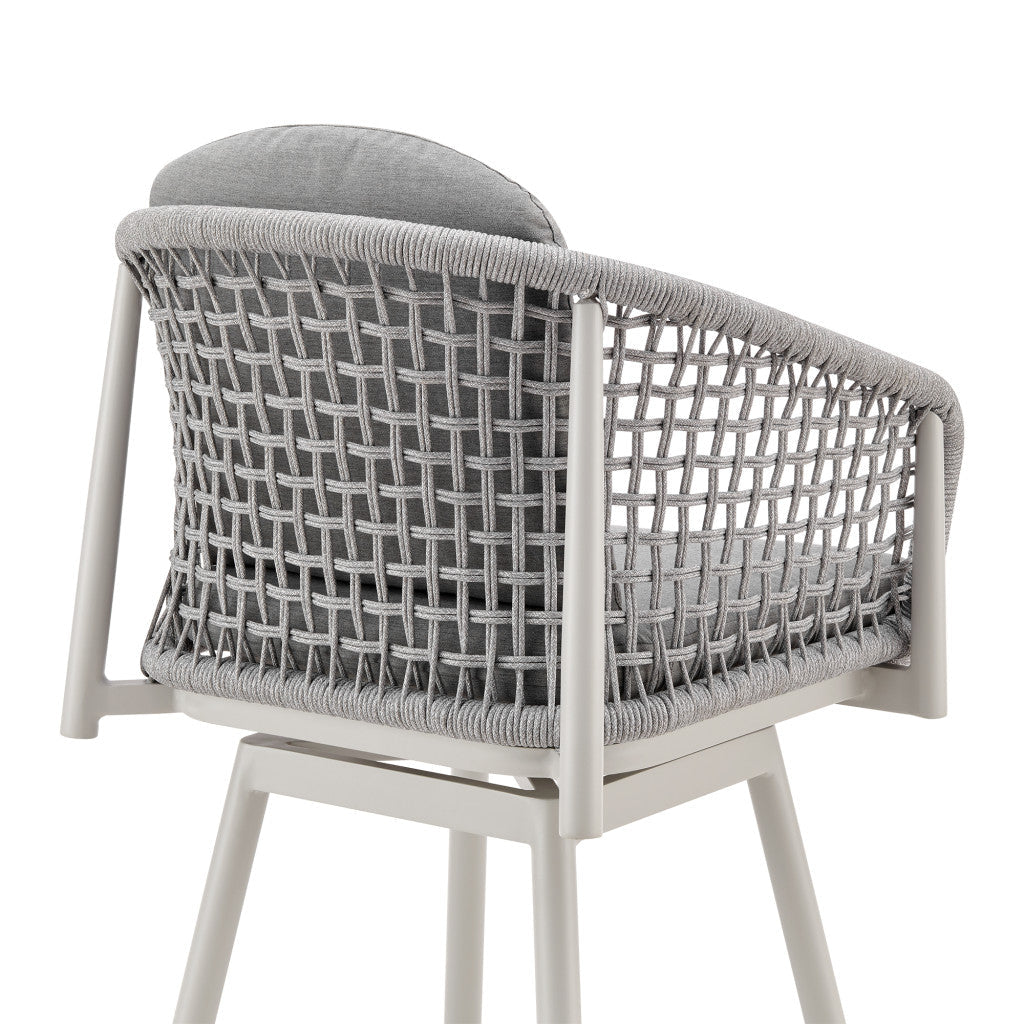40" Light Gray Metal Swivel Outdoor Counter Height Bar chair with Footrest - GreatEagleInc