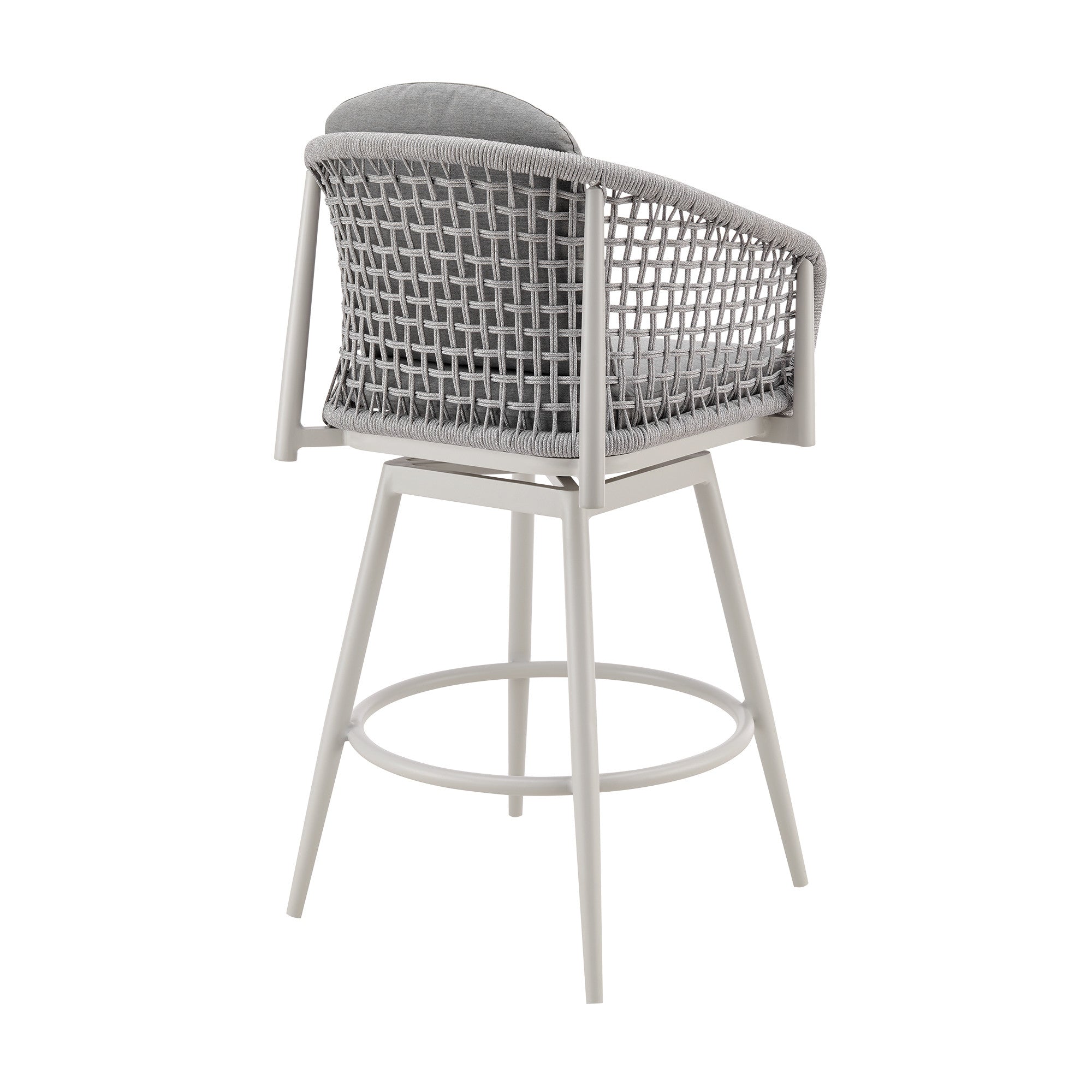 40" Light Gray Metal Swivel Outdoor Counter Height Bar chair with Footrest - GreatEagleInc