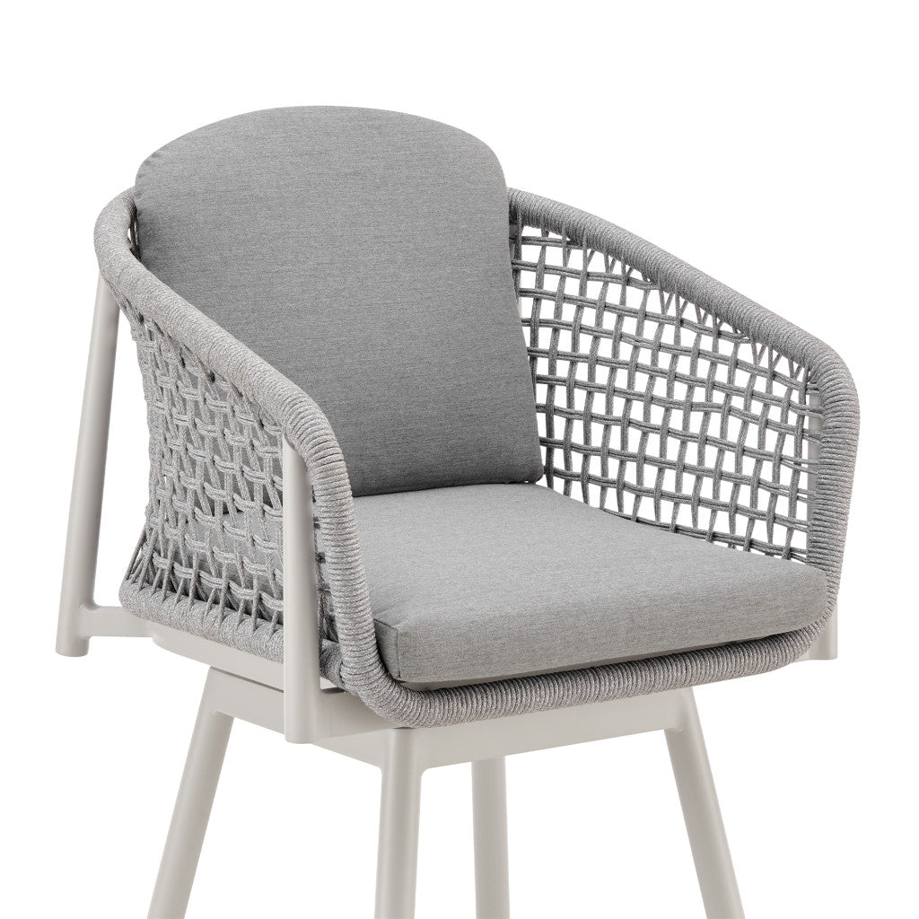40" Light Gray Metal Swivel Outdoor Counter Height Bar chair with Footrest - GreatEagleInc