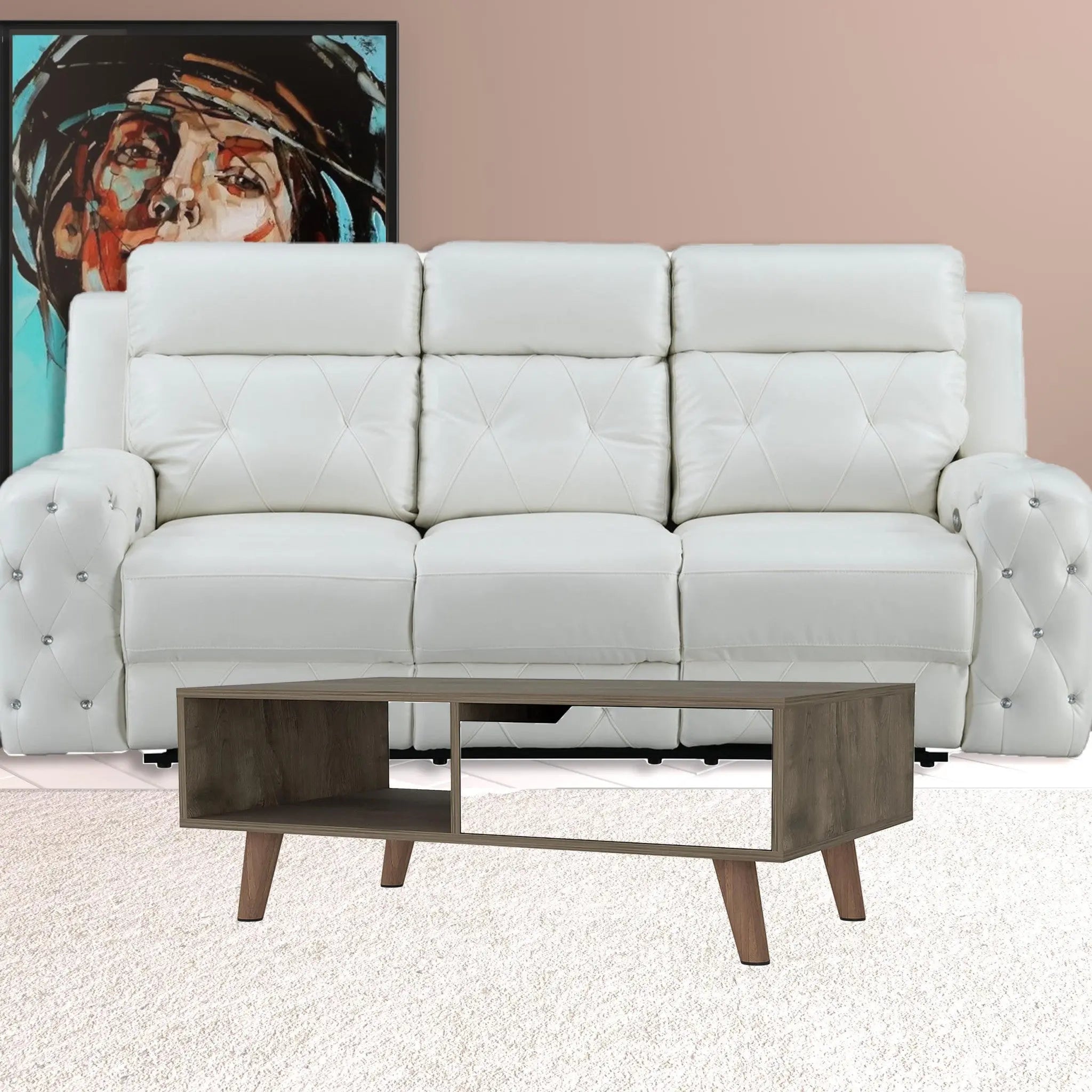 40" Natural And Dark Brown And White Wood Rectangular Coffee Table With Shelf Homeroots Living Room