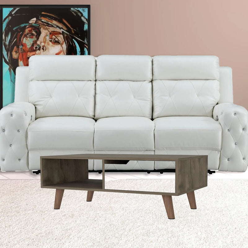 40" Natural And Dark Brown And White Wood Rectangular Coffee Table With Shelf Homeroots Living Room